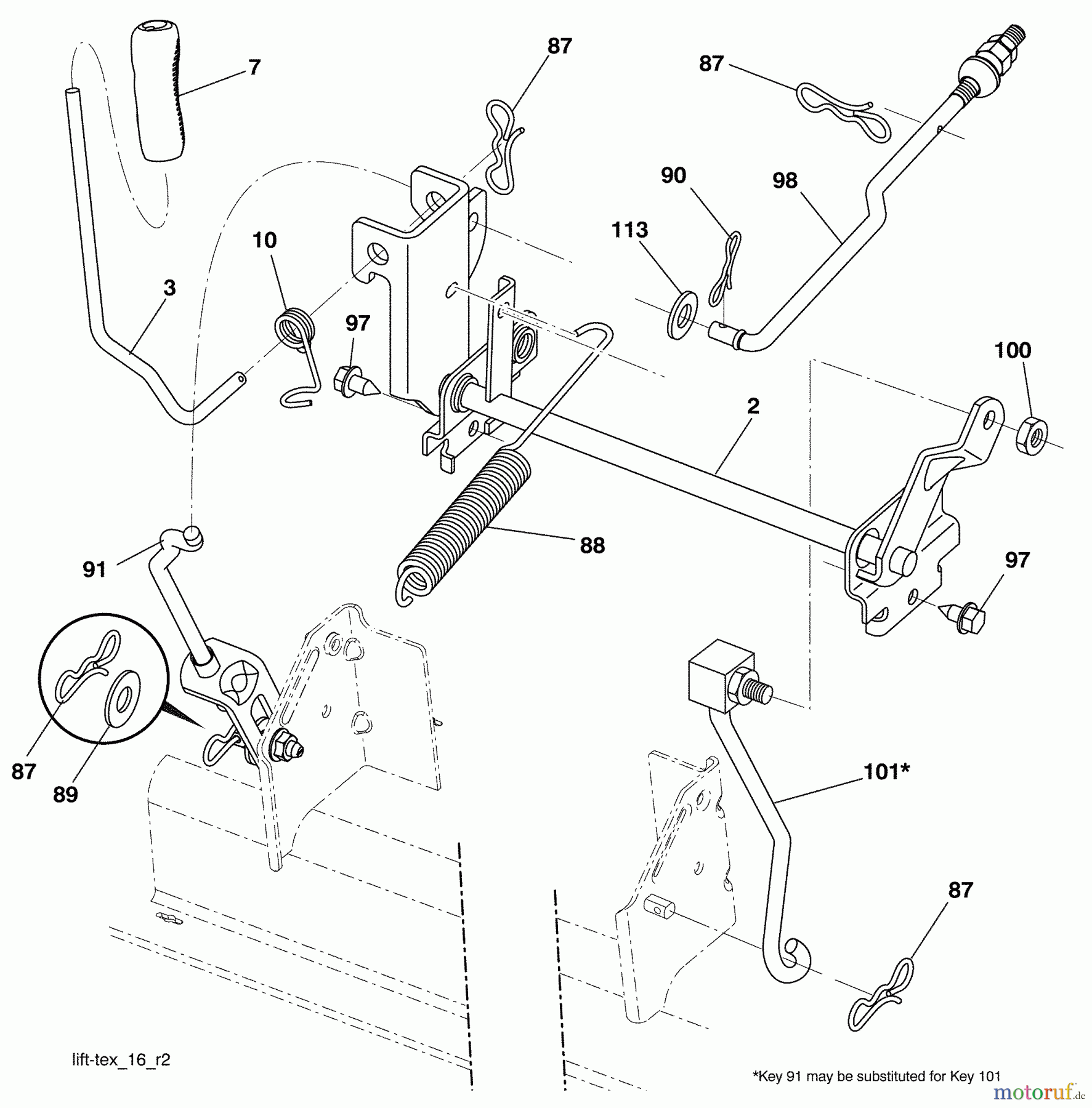 Husqvarna Rasen und Garten Traktoren YTH 2242 (96043007101) - Husqvarna Yard Tractor (2009-04 & After) Mower Lift