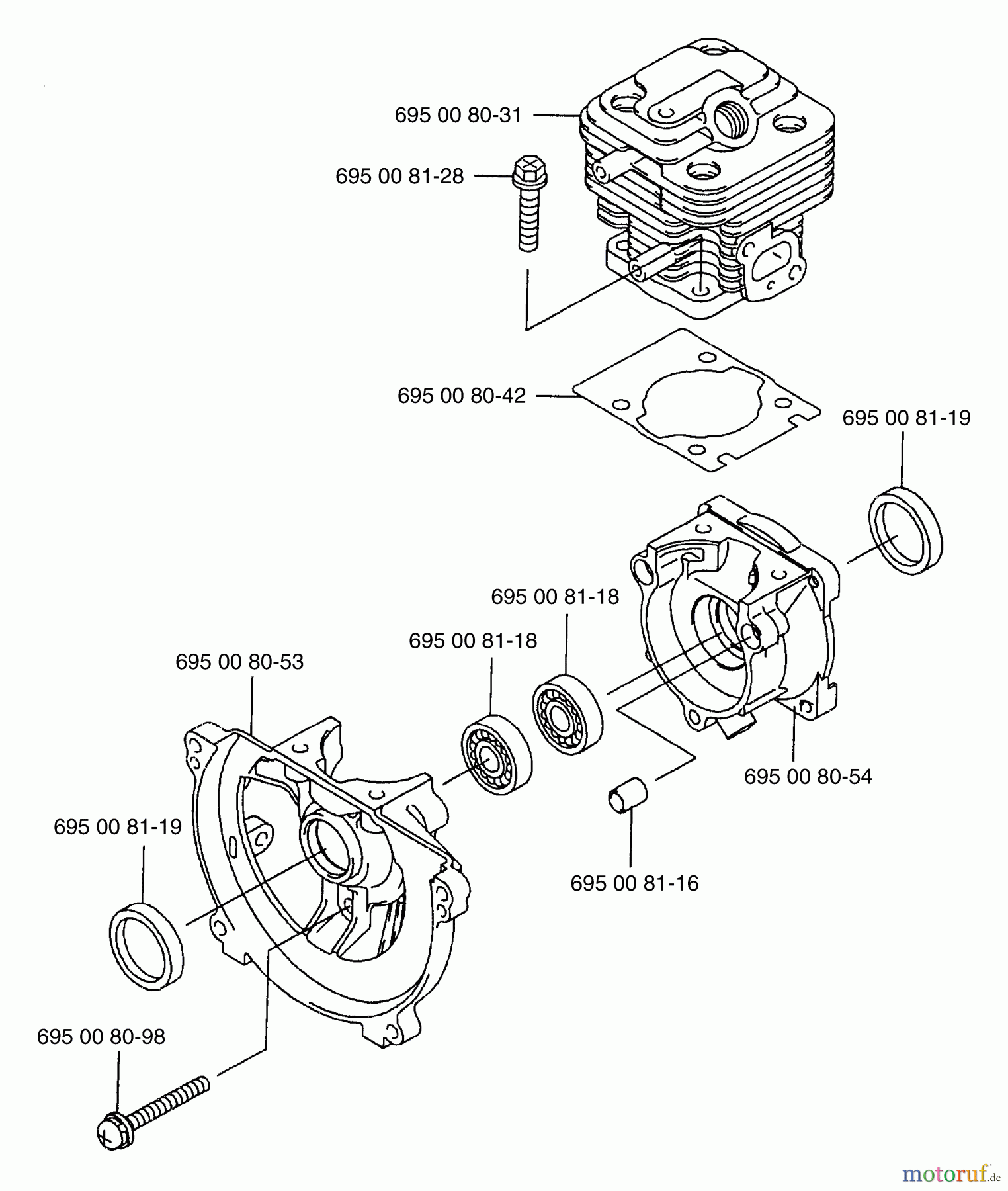 Husqvarna Bläser / Sauger / Häcksler / Mulchgeräte 125 BT - Husqvarna Backpack Blower (2003-07 to 2004-09) Cylinder & Crankcase