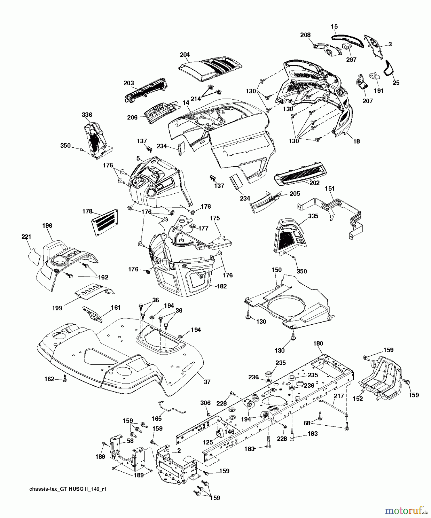 Husqvarna Rasen und Garten Traktoren YTH 2242 TDRF (96041023703) - Husqvarna Yard Tractor (2013-05) CHASSIS ENCLOSURES