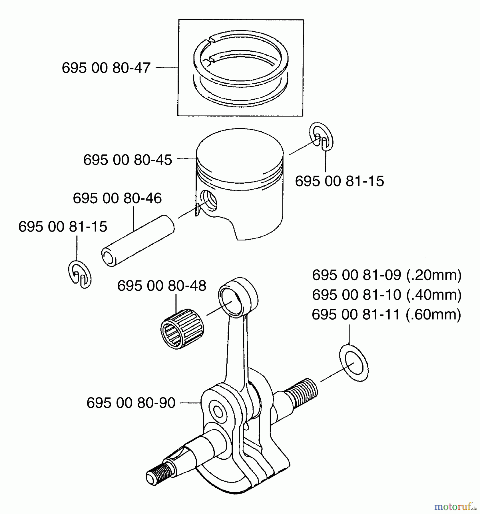 Husqvarna Bläser / Sauger / Häcksler / Mulchgeräte 125 BT - Husqvarna Backpack Blower (2003-07 to 2004-09) Piston / Crankshaft