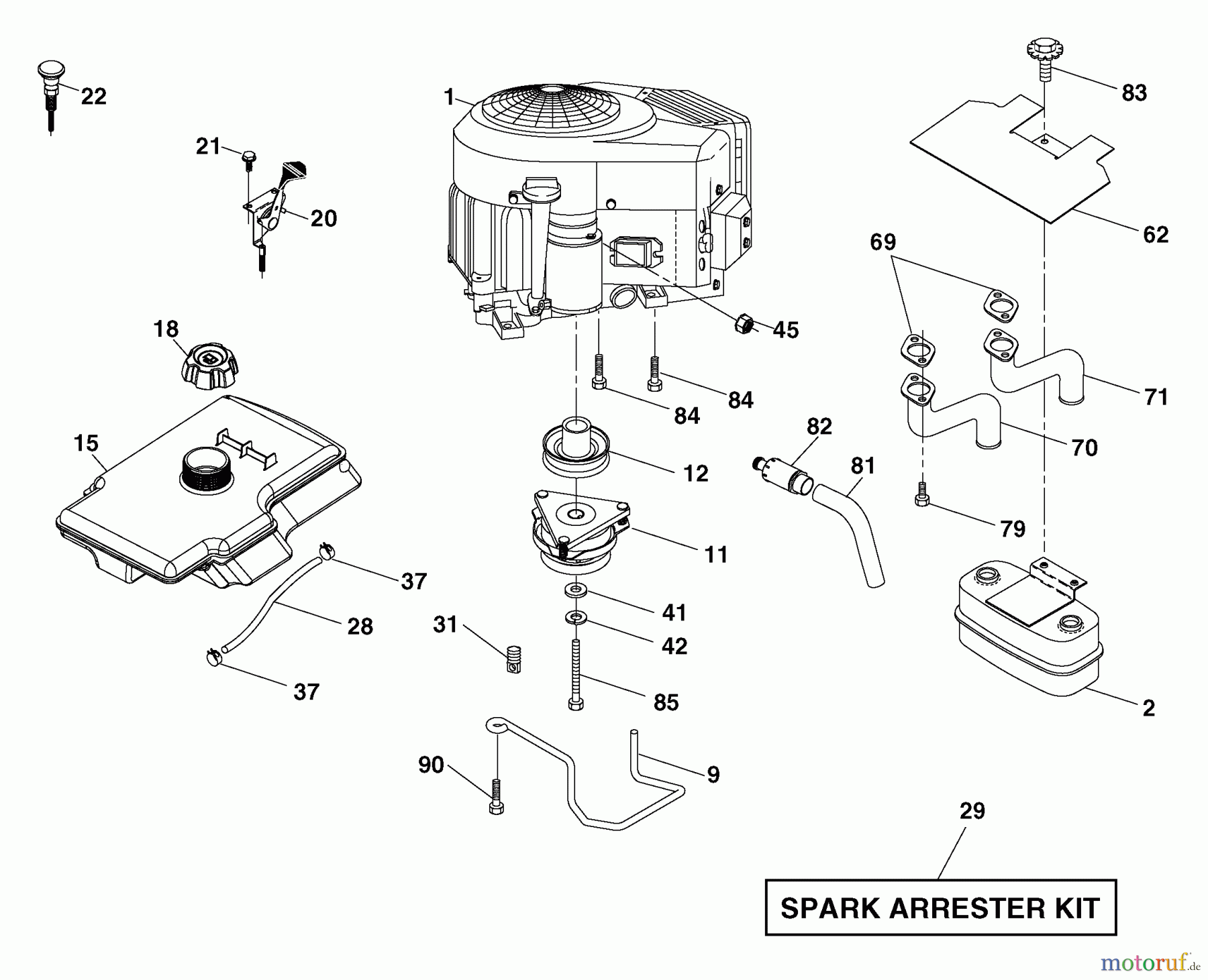 Husqvarna Rasen und Garten Traktoren YTH 2242T (917.279180) - Husqvarna Yard Tractor (2006-05 & After) (Sears Craftsman) Engine