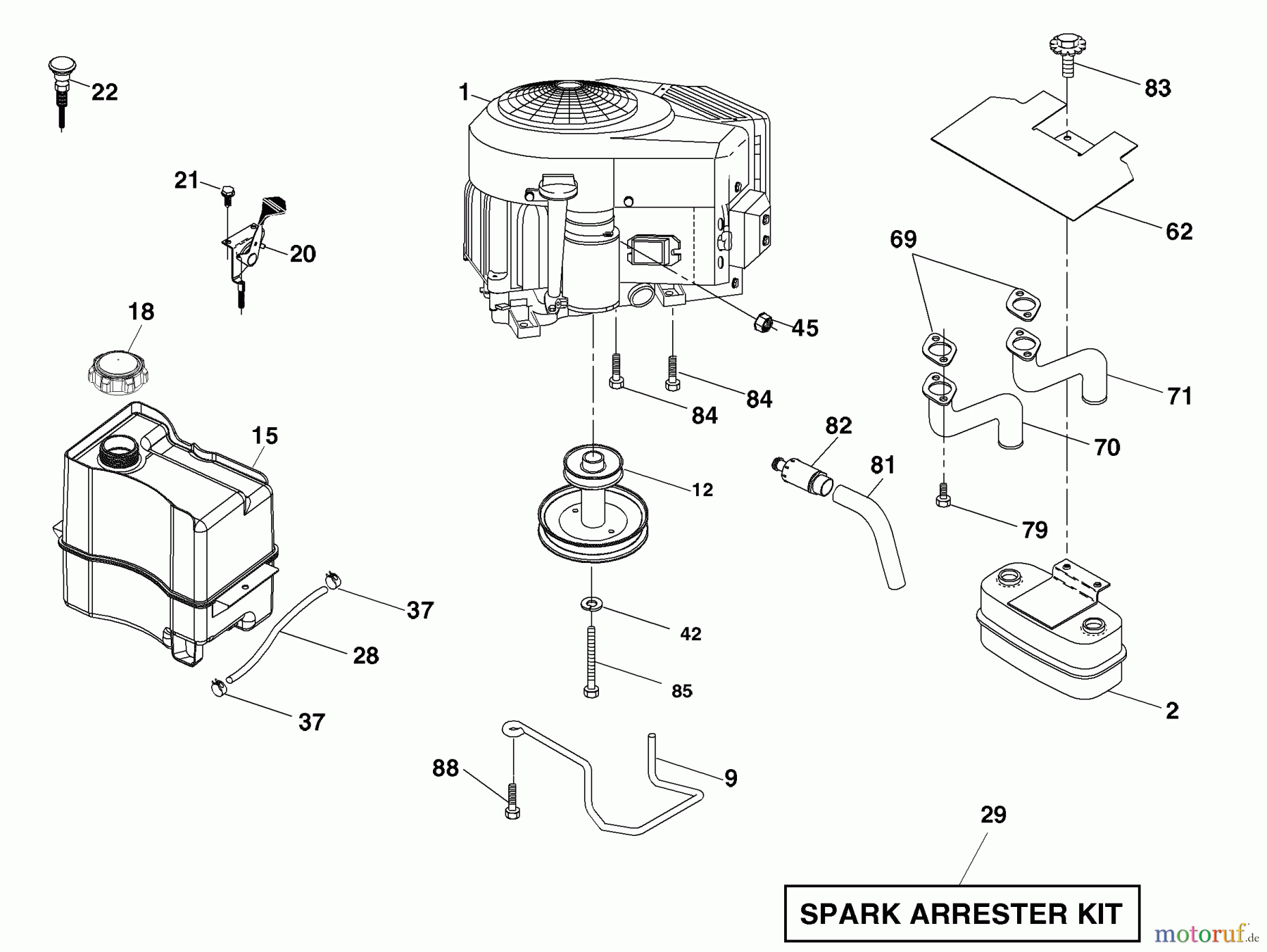 Husqvarna Rasen und Garten Traktoren YTH 2242T (96043002100) - Husqvarna Yard Tractor (2006-01 & After) Engine
