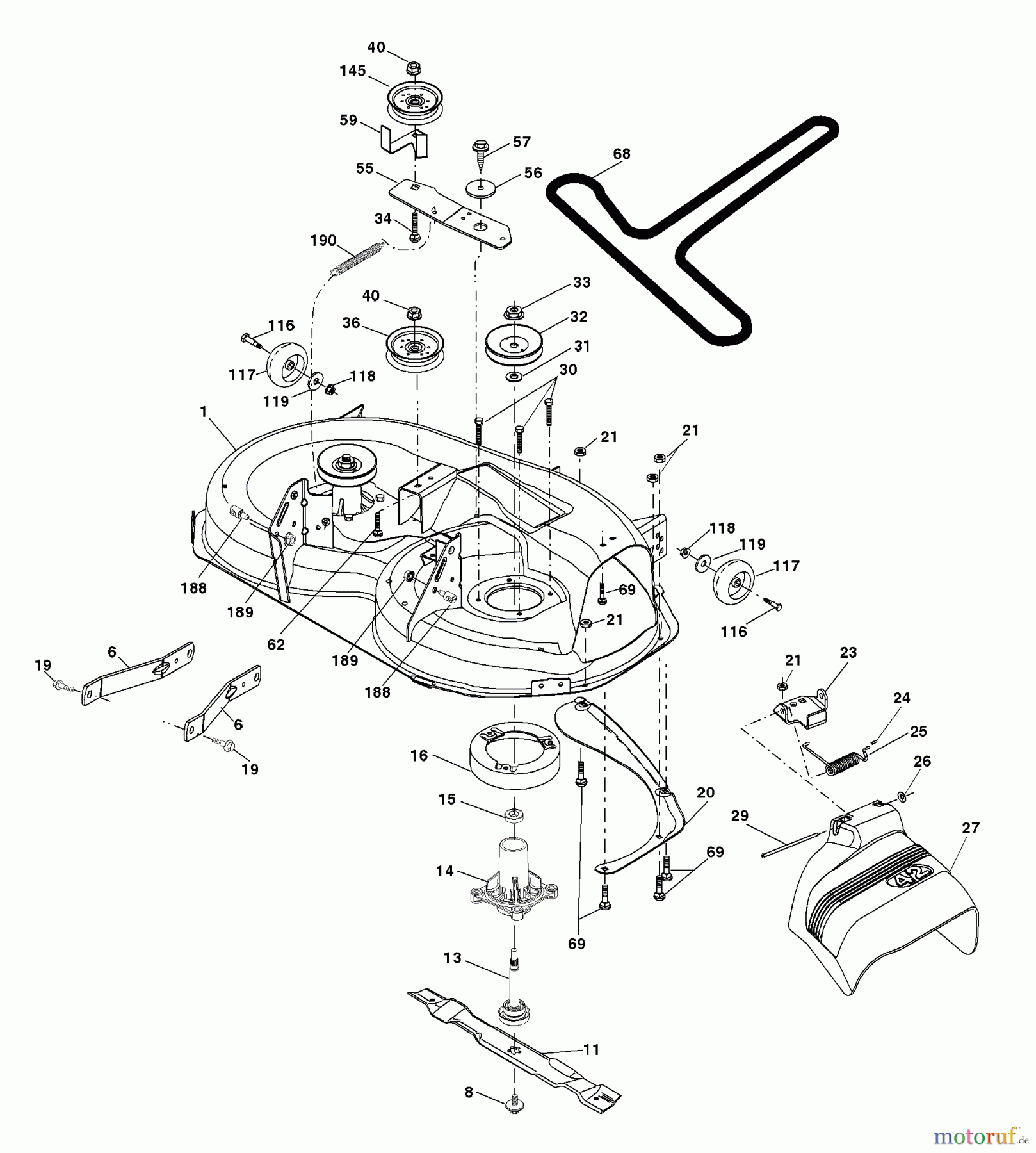 Husqvarna Rasen und Garten Traktoren YTH 2242T (96043002100) - Husqvarna Yard Tractor (2006-01 & After) Mower Deck