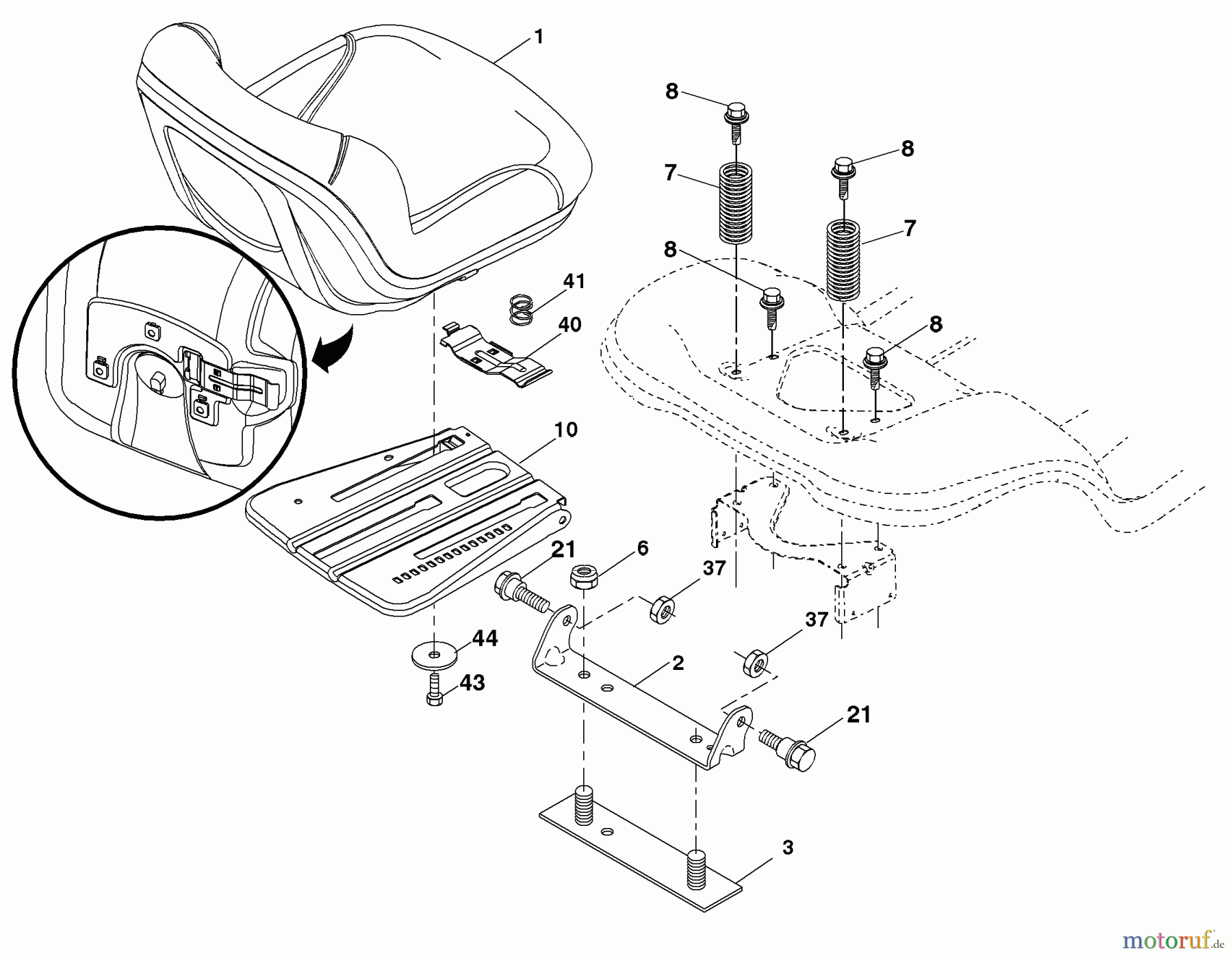 Husqvarna Rasen und Garten Traktoren YTH 2242T (96043002100) - Husqvarna Yard Tractor (2006-01 & After) Seat Assembly