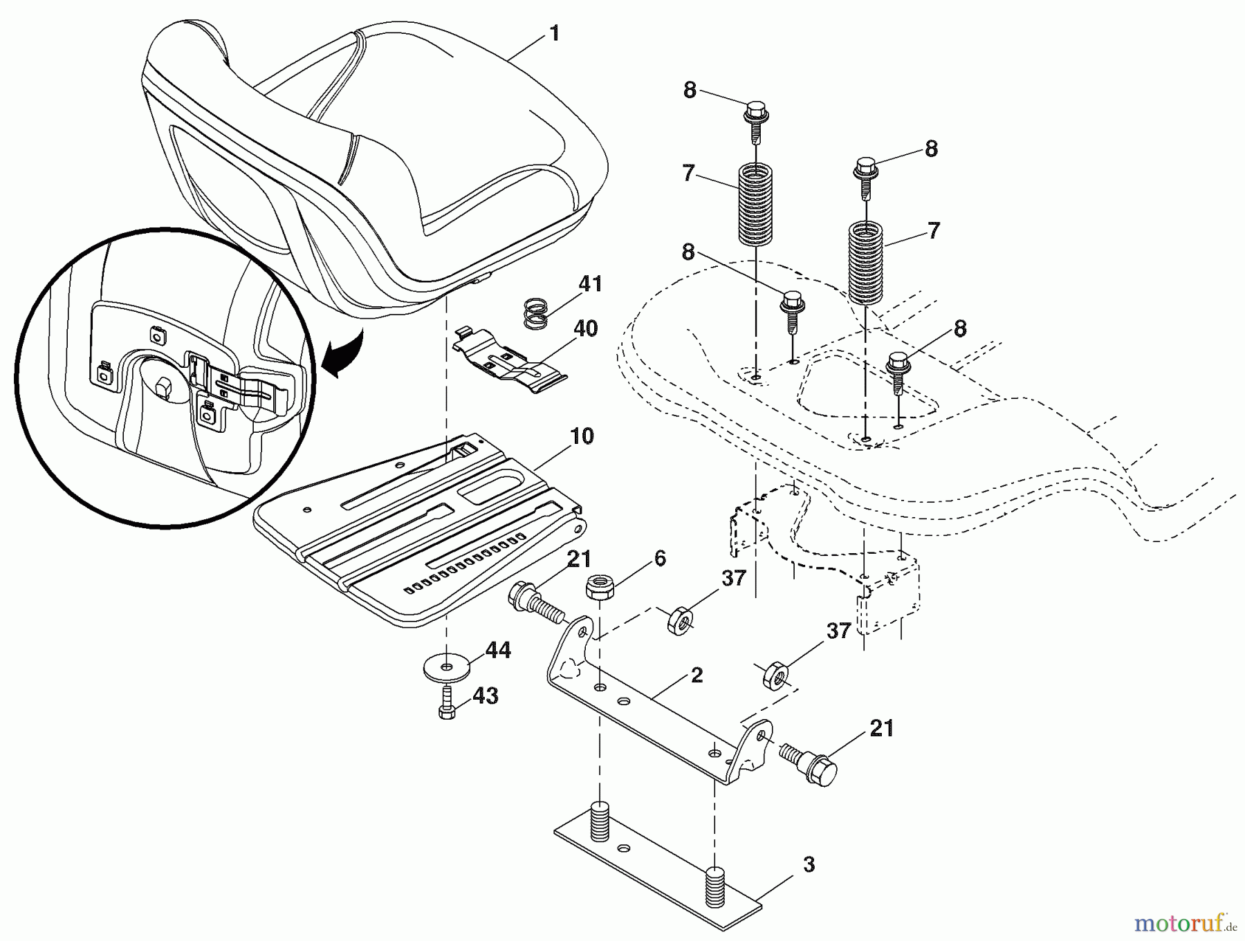 Husqvarna Rasen und Garten Traktoren YTH 2242T (96043002102) - Husqvarna Yard Tractor (2008-01 & After) Seat