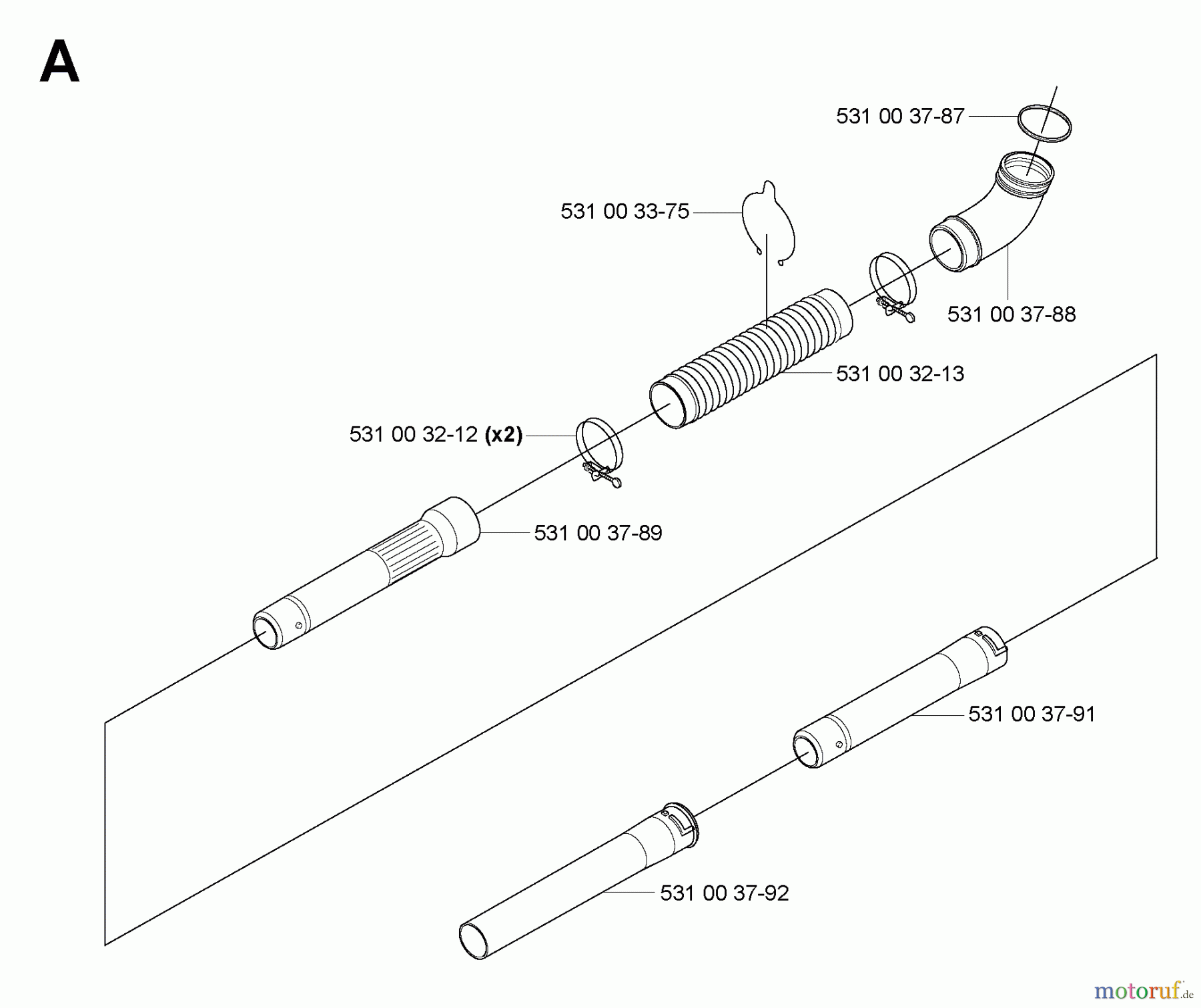  Husqvarna Bläser / Sauger / Häcksler / Mulchgeräte 125 BT - Husqvarna Backpack Blower (2004-10 & After) Blower Tubes