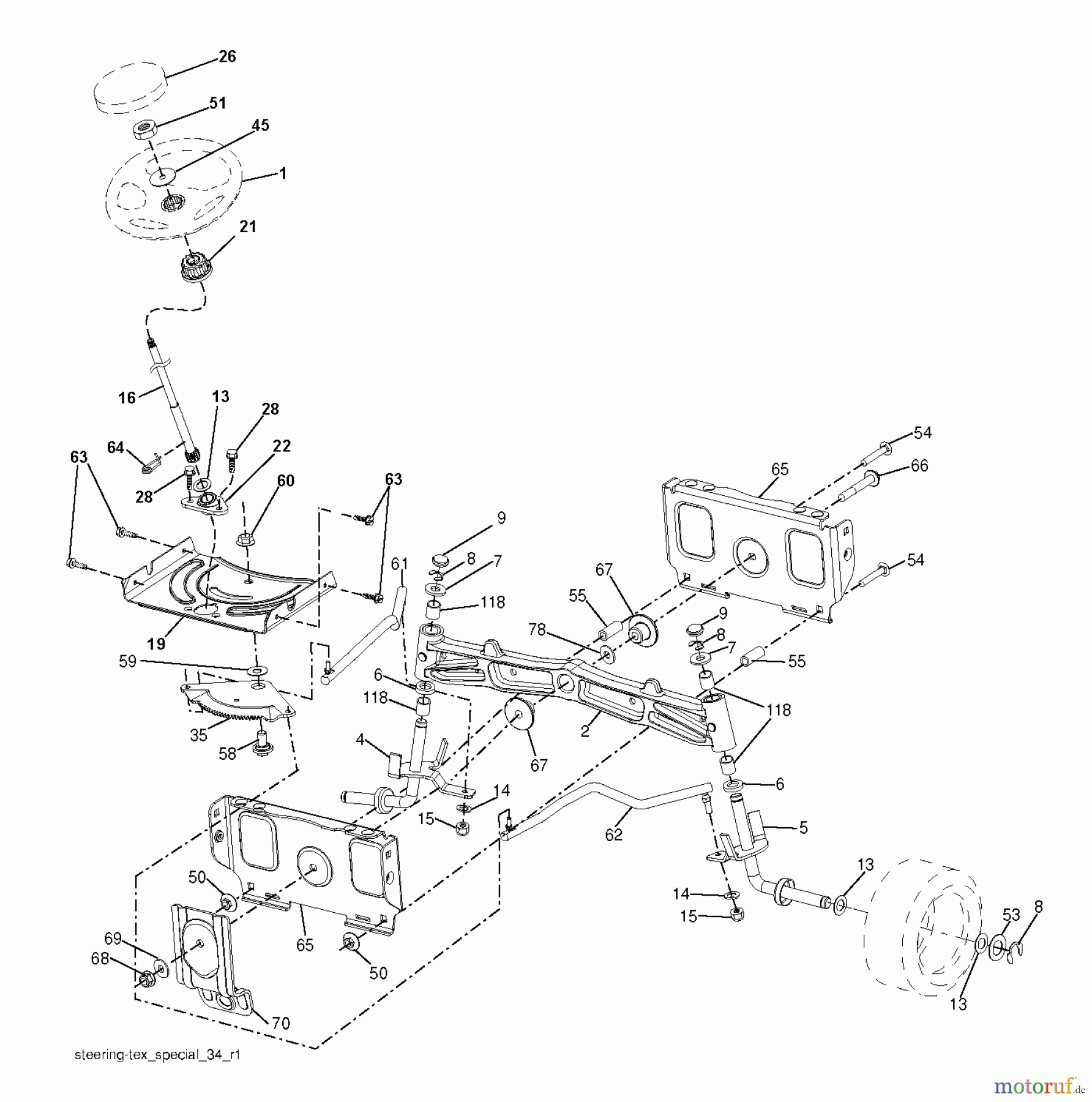 Husqvarna Rasen und Garten Traktoren YTH 2242TDF (96041017304) - Husqvarna Yard Tractor (2011-05 & After) STEERING