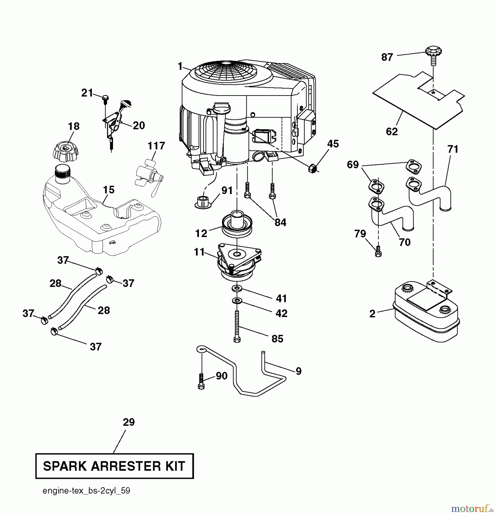 Husqvarna Rasen und Garten Traktoren YTH 2242TDF (96041017301) - Husqvarna Yard Tractor (2010-03 & After) ENGINE
