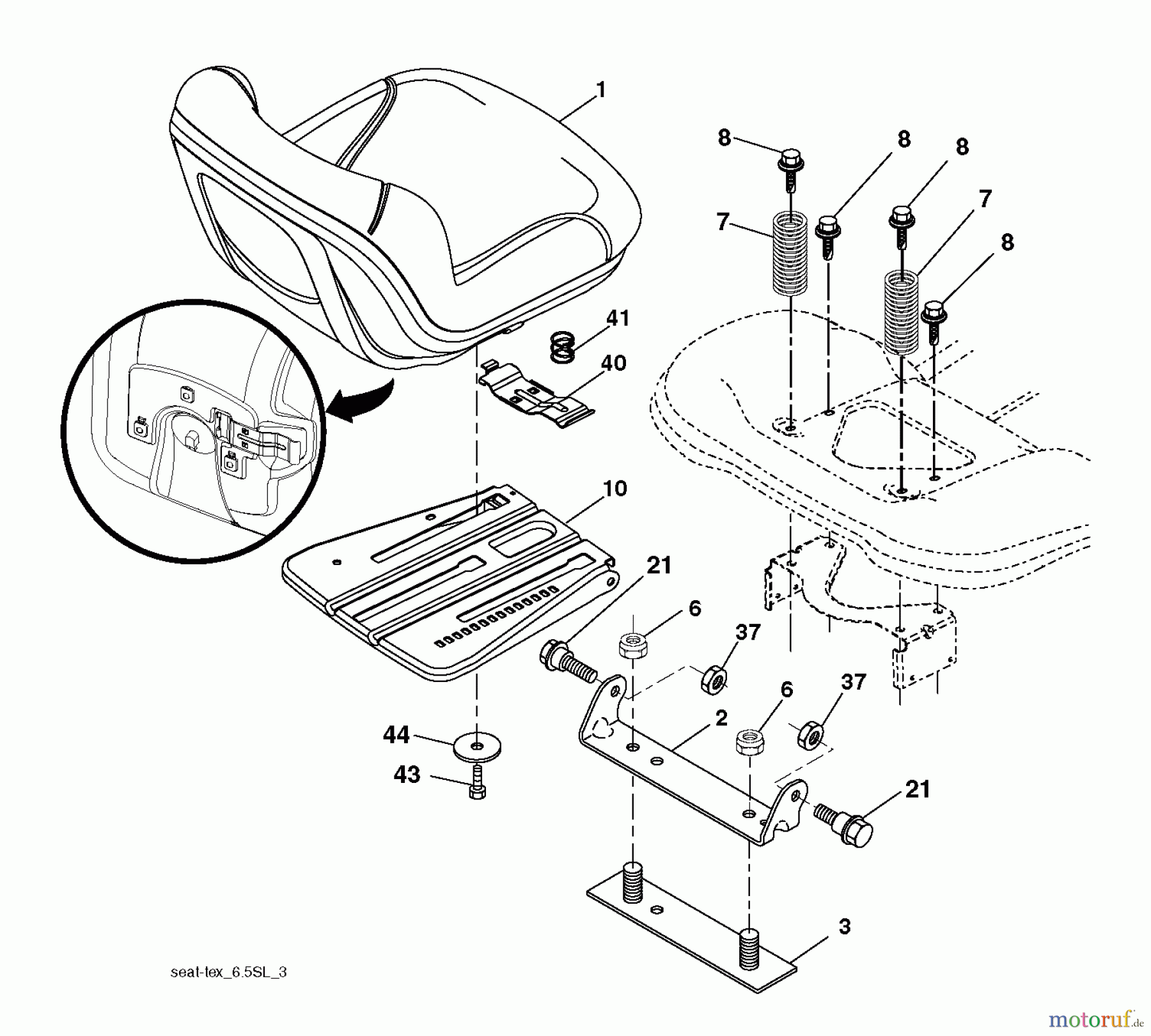 Husqvarna Rasen und Garten Traktoren YTH 2242TDF (96041017301) - Husqvarna Yard Tractor (2010-03 & After) SEAT