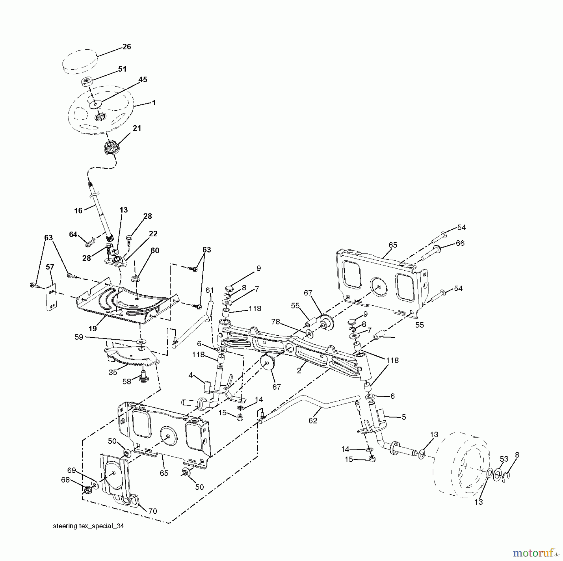 Husqvarna Rasen und Garten Traktoren YTH 2242TDF (96041017302) - Husqvarna Yard Tractor (2010-11 & After) STEERING