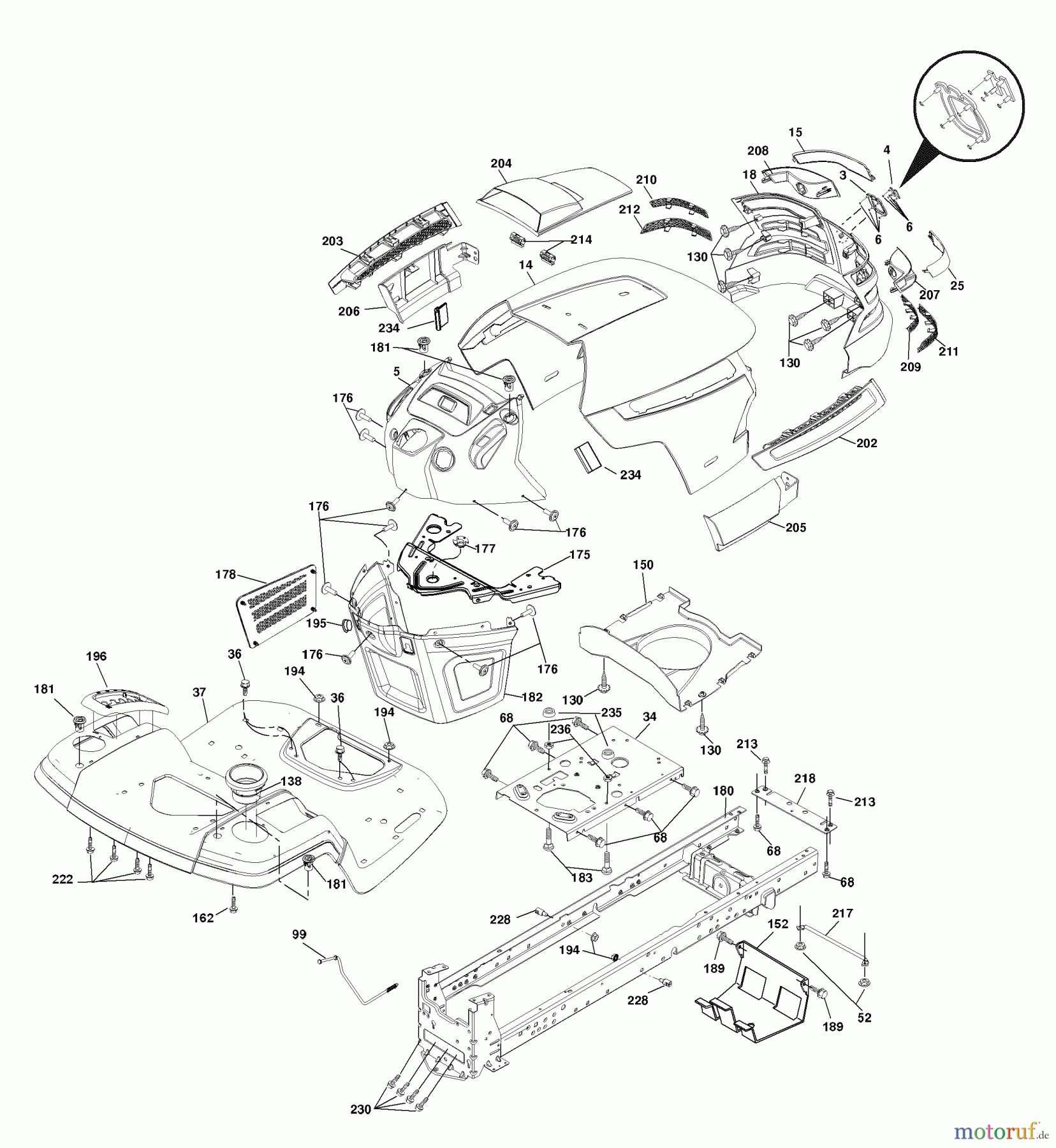 Husqvarna Rasen und Garten Traktoren YTH 2246 (96043003700) - Husqvarna Yard Tractor (2006-11 & After) Chassis
