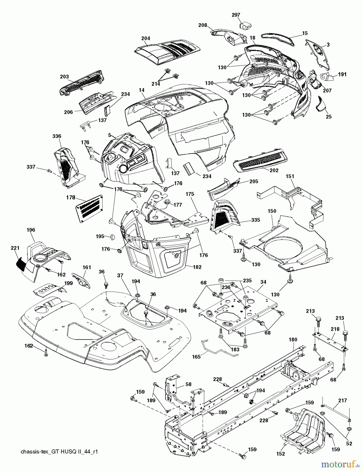 Husqvarna Rasen und Garten Traktoren YTH 2246TDR (96041027200) - Husqvarna Yard Tractor (2011-06 & After) CHASSIS / FRAME