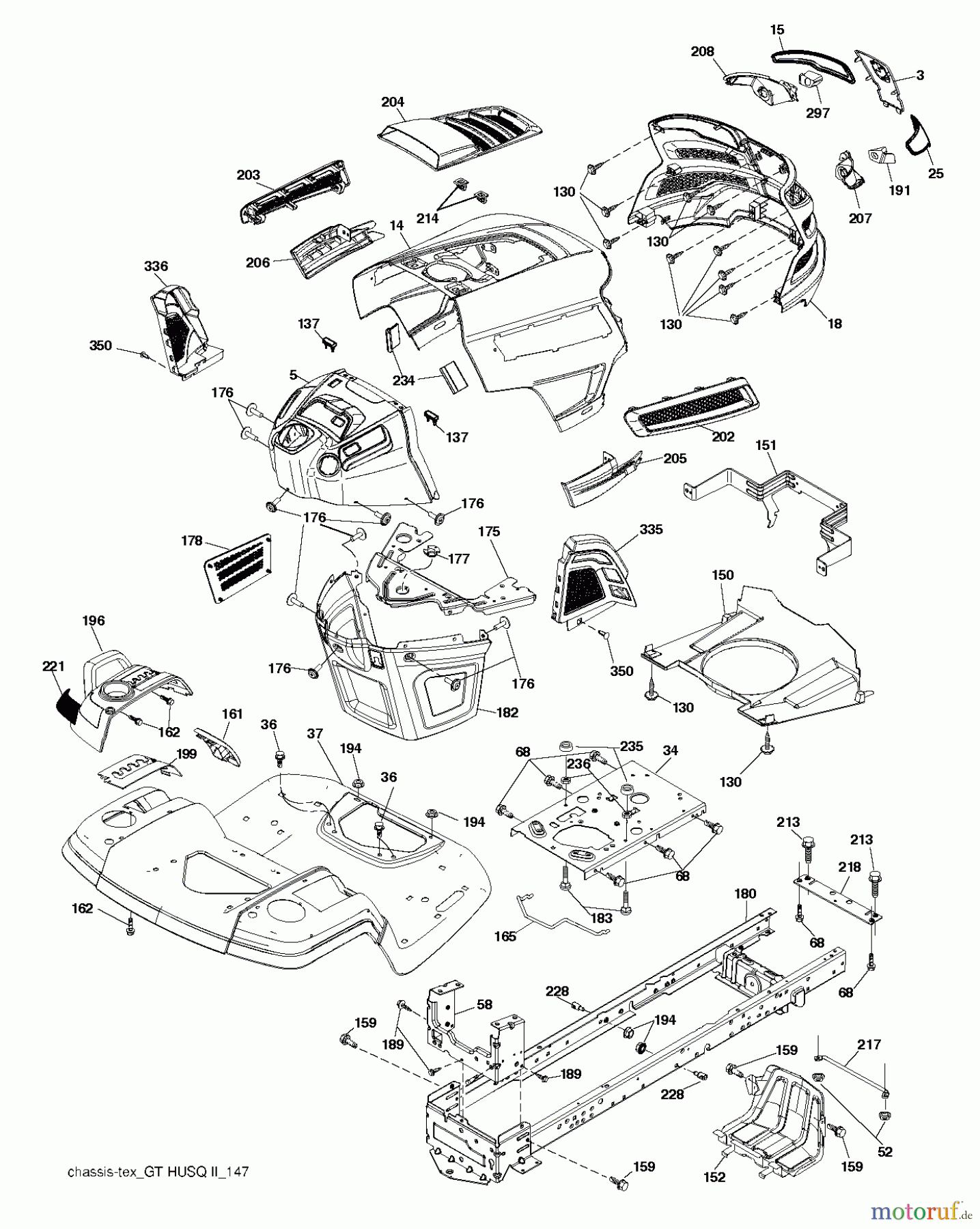 Husqvarna Rasen und Garten Traktoren YTH 2246TDR (96041027201) - Husqvarna Yard Tractor (2012-11 & After) CHASSIS / FRAME