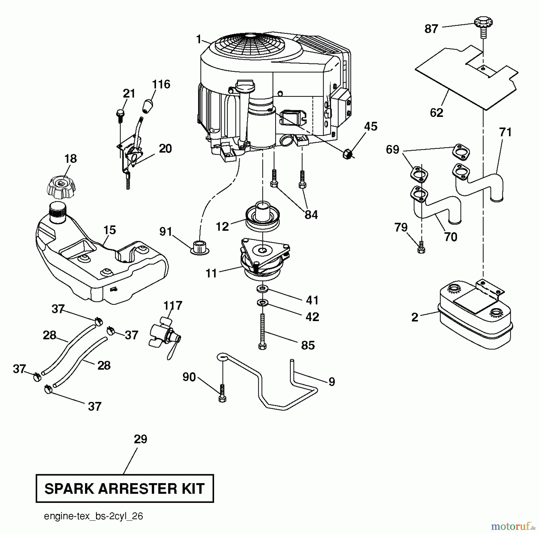 Husqvarna Rasen und Garten Traktoren YTH 2246TDR (96041027201) - Husqvarna Yard Tractor (2012-11 & After) ENGINE