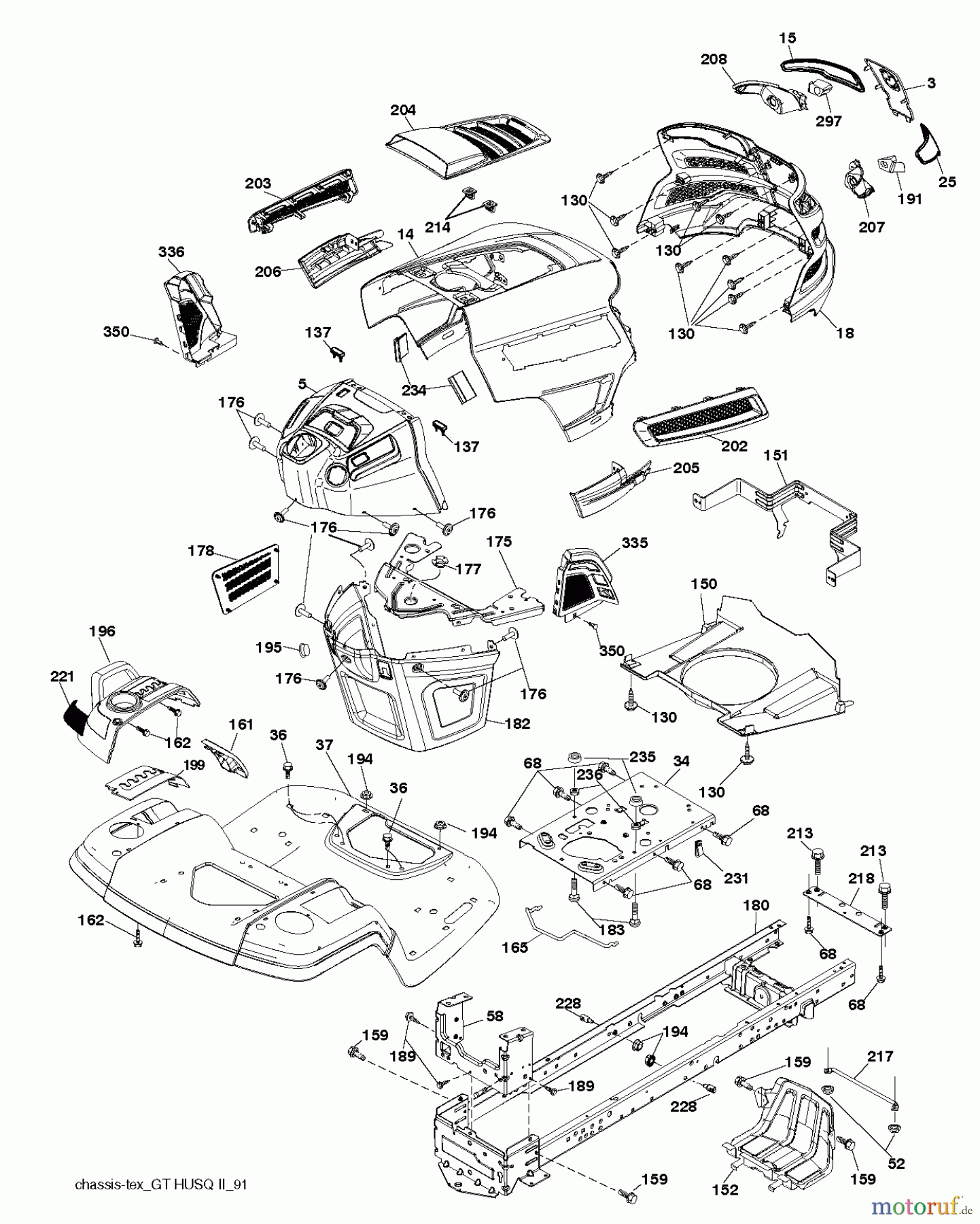 Husqvarna Rasen und Garten Traktoren YTH 224T (96041024800) - Husqvarna Yard Tractor (2011-11 & After) CHASSIS / FRAME