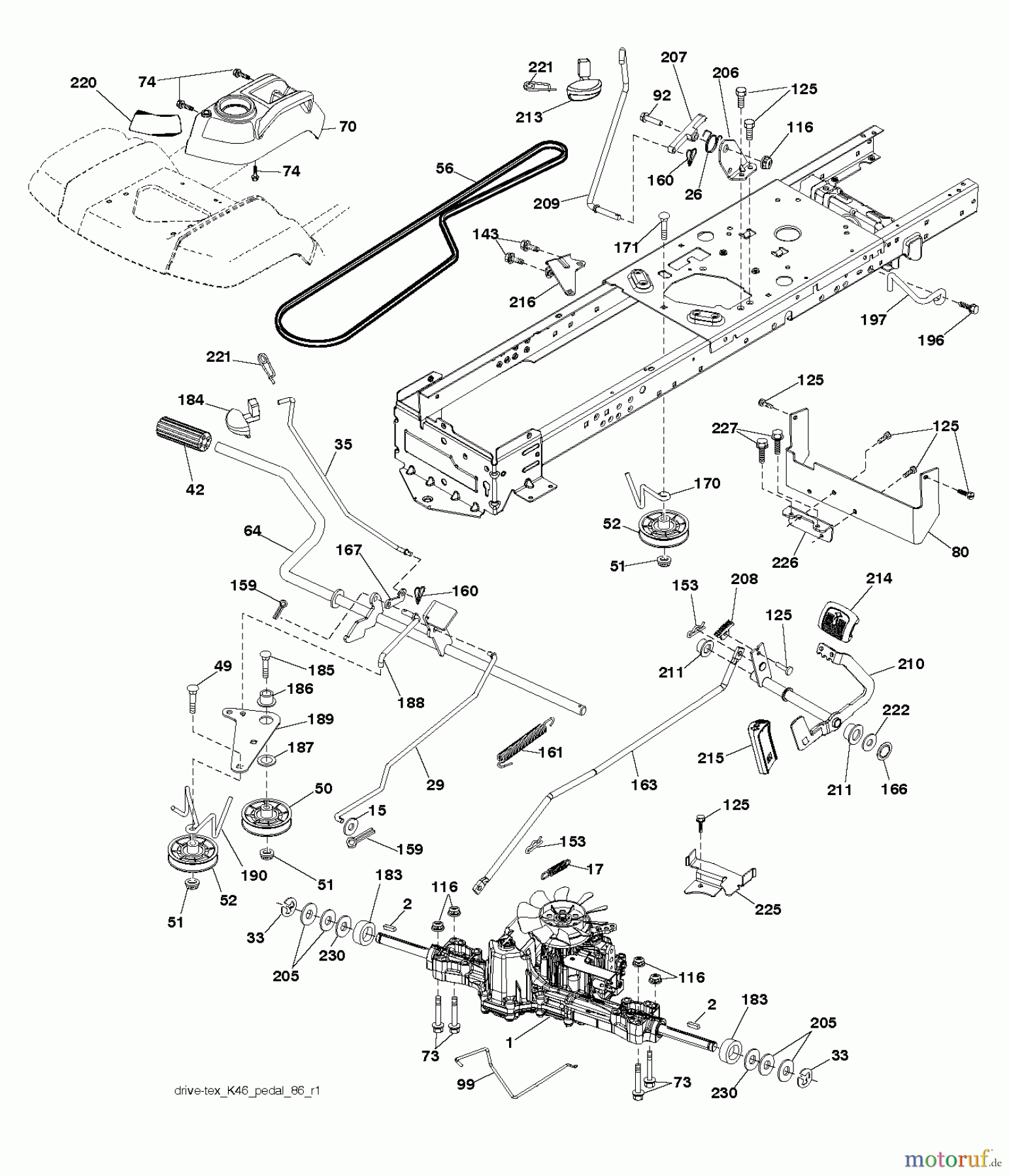 Husqvarna Rasen und Garten Traktoren YTH 224T (96041024800) - Husqvarna Yard Tractor (2011-11 & After) DRIVE