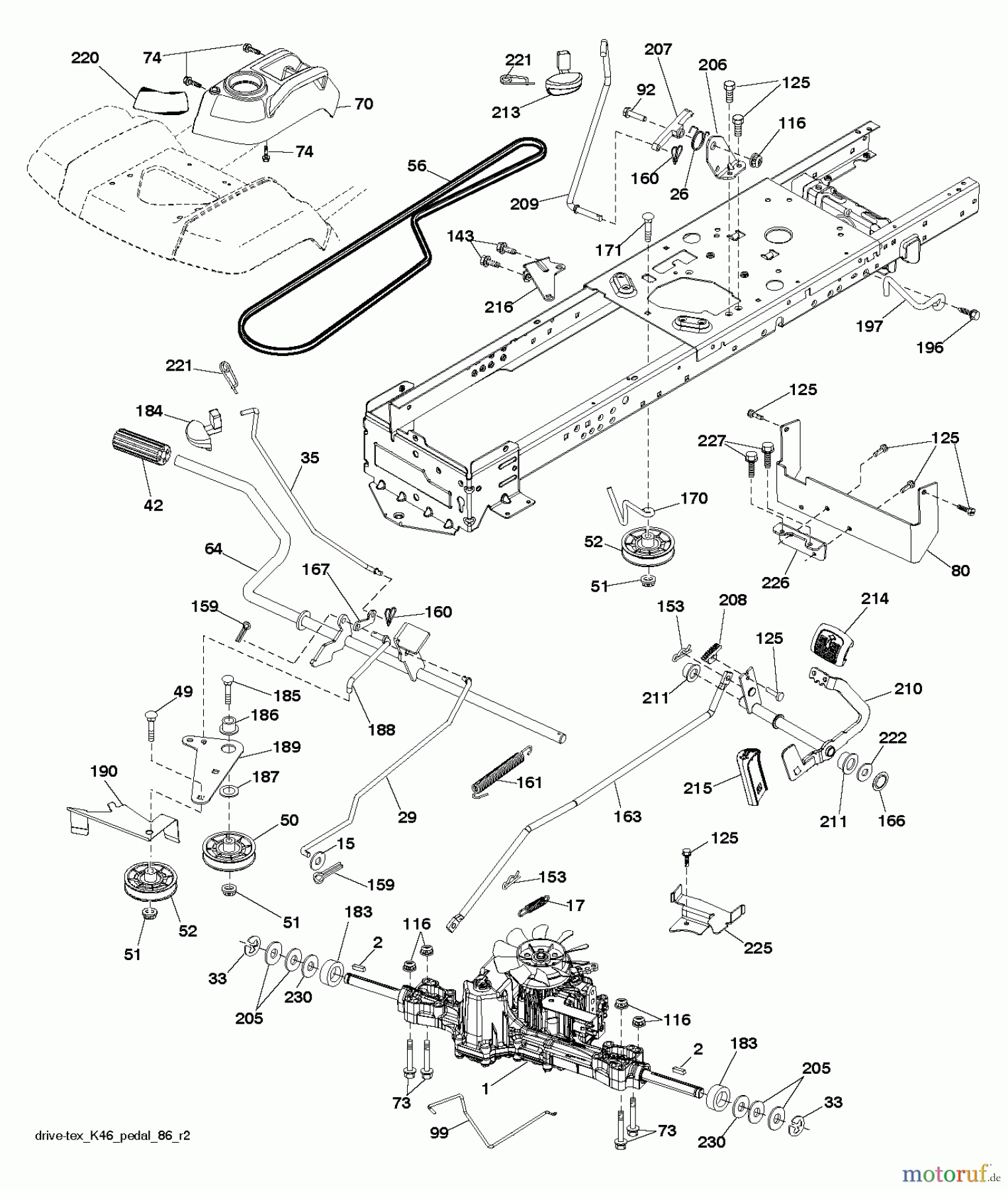 Husqvarna Rasen und Garten Traktoren YTH 224T (96041030800) - Husqvarna Yard Tractor (2012-08 & After) DRIVE