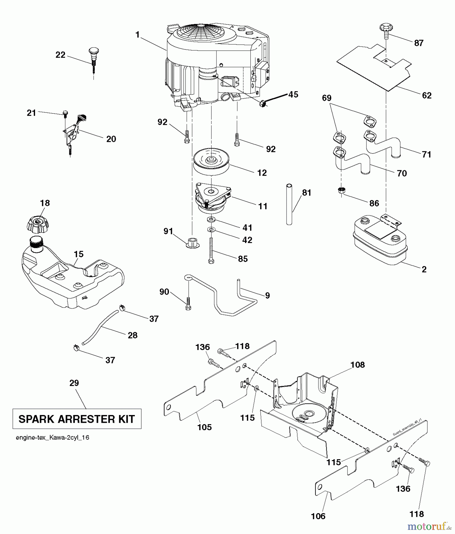 Husqvarna Rasen und Garten Traktoren YTH 224T (96041030900) - Husqvarna Yard Tractor (2012-10 & After) ENGINE
