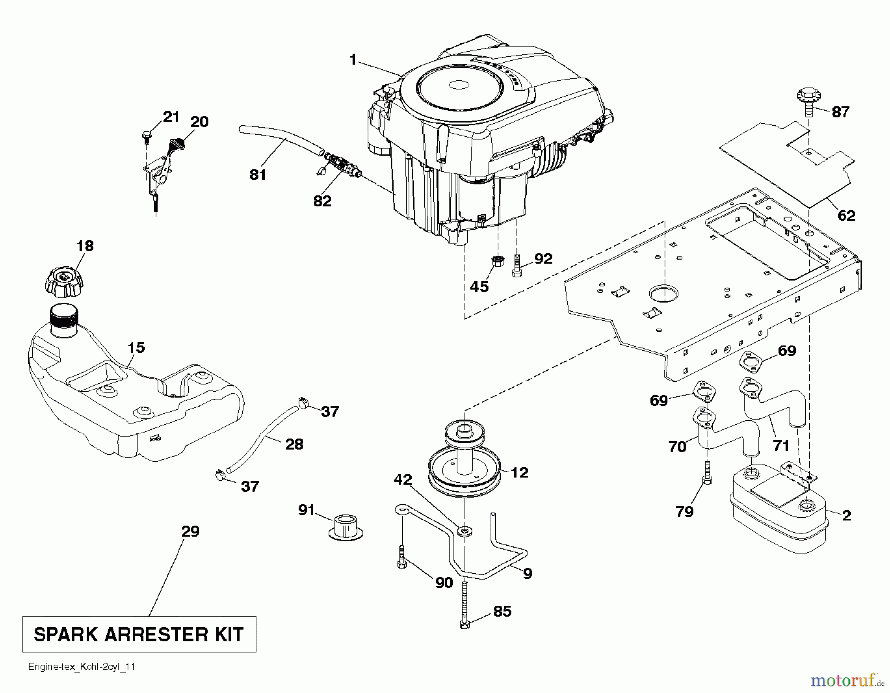 Husqvarna Rasen und Garten Traktoren YTH 22K42 (96048003200) - Husqvarna Yard Tractor (2012-01 & After) ENGINE