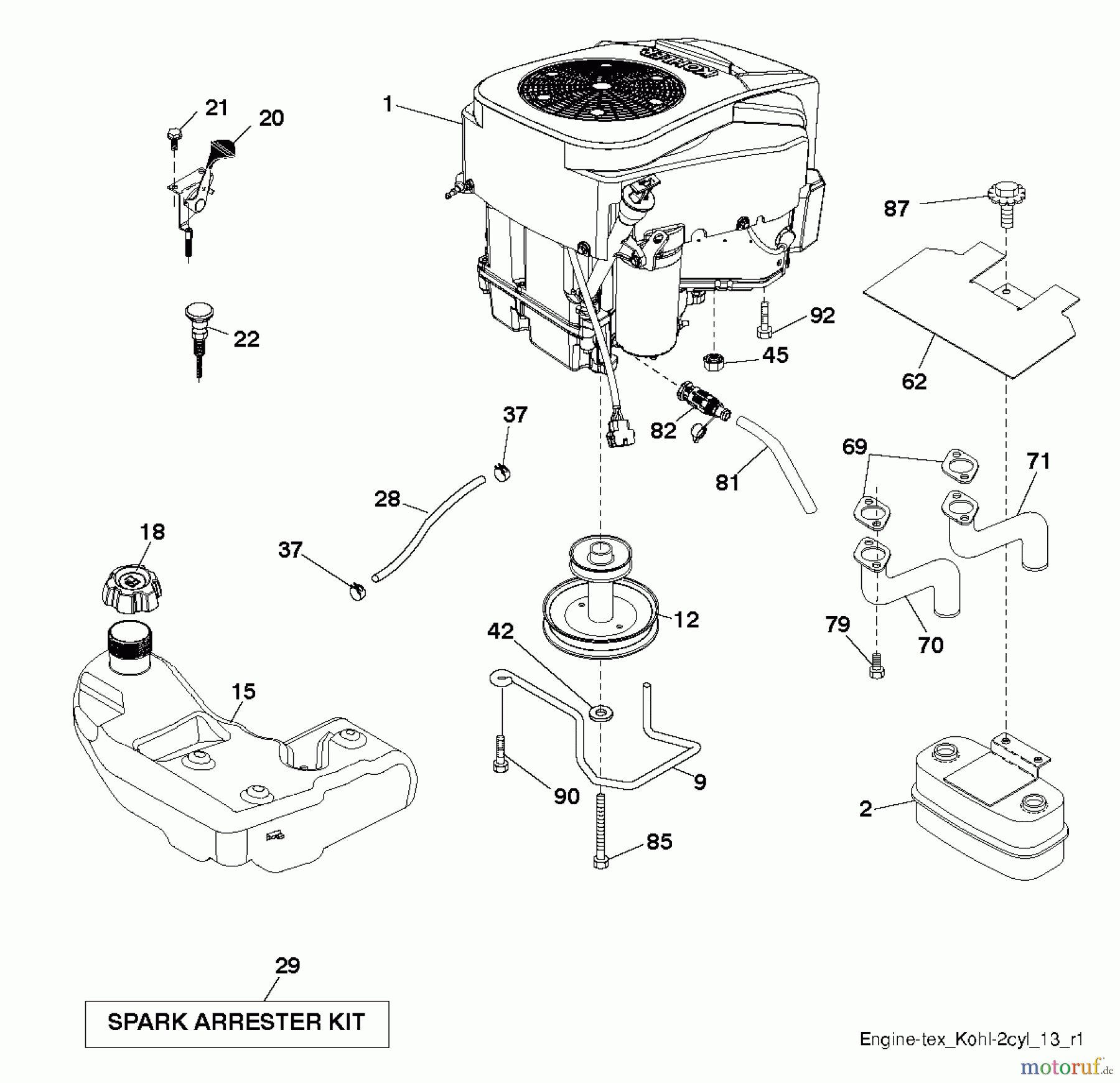 Husqvarna Rasen und Garten Traktoren YTH 22K42 (96048003201) - Husqvarna Yard Tractor (2012-08 & After) ENGINE