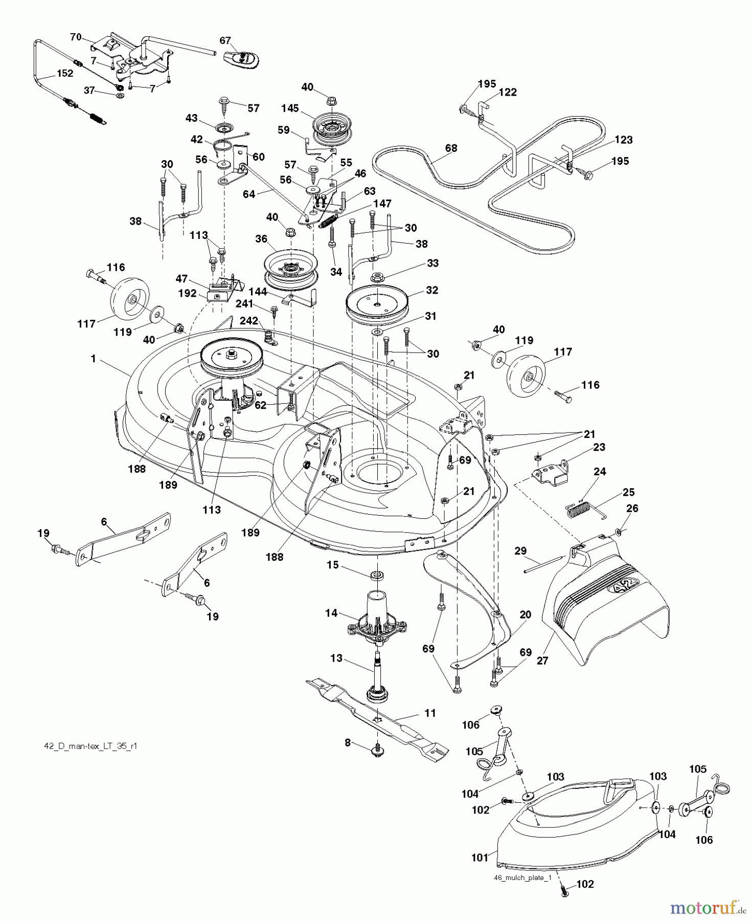 Husqvarna Rasen und Garten Traktoren YTH 22K42 (96048003201) - Husqvarna Yard Tractor (2012-08 & After) MOWER DECK / CUTTING DECK