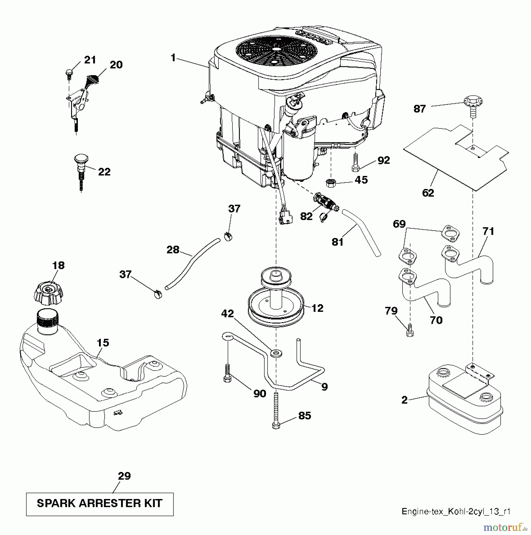 Husqvarna Rasen und Garten Traktoren YTH 22K46 (96048004100) - Husqvarna Yard Tractor (2012-10 & After) ENGINE