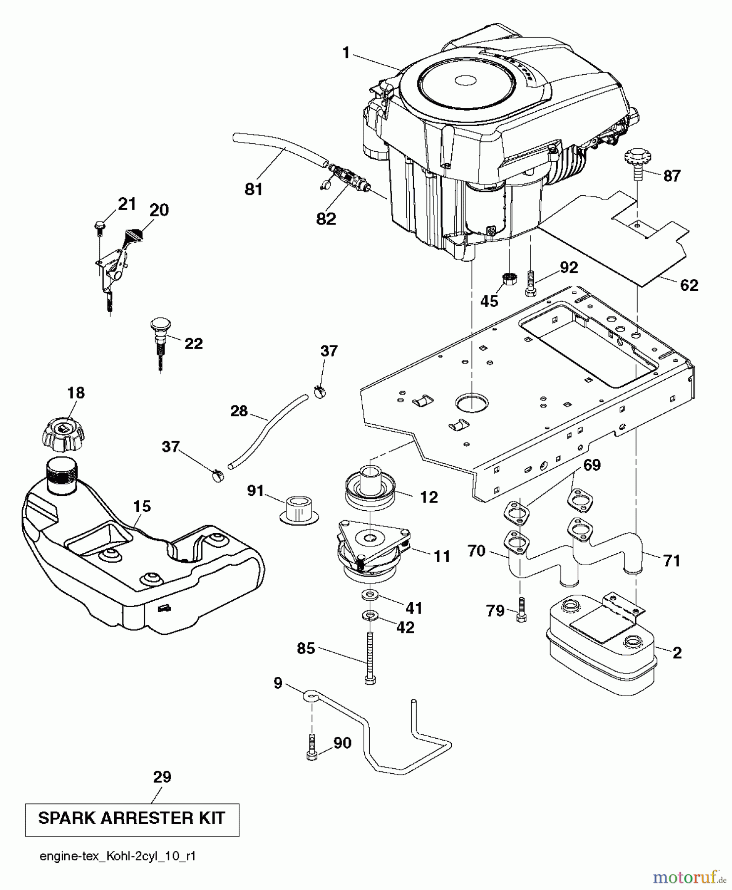 Husqvarna Rasen und Garten Traktoren YTH 22K48 (96048003300) - Husqvarna Yard Tractor (2012-01 & After) ENGINE