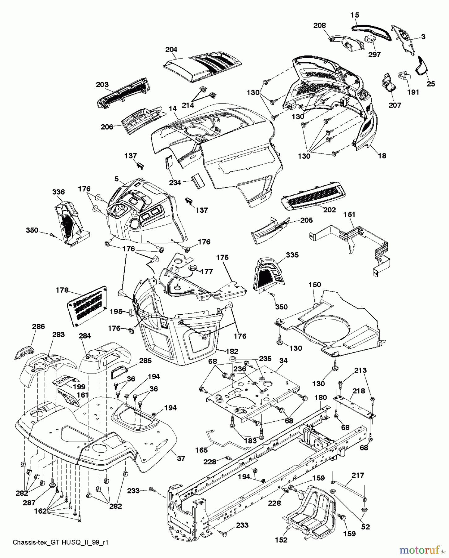 Husqvarna Rasen und Garten Traktoren YTH 22K48 (96048003301) - Husqvarna Yard Tractor (2012-08 & After) CHASSIS ENCLOSURES