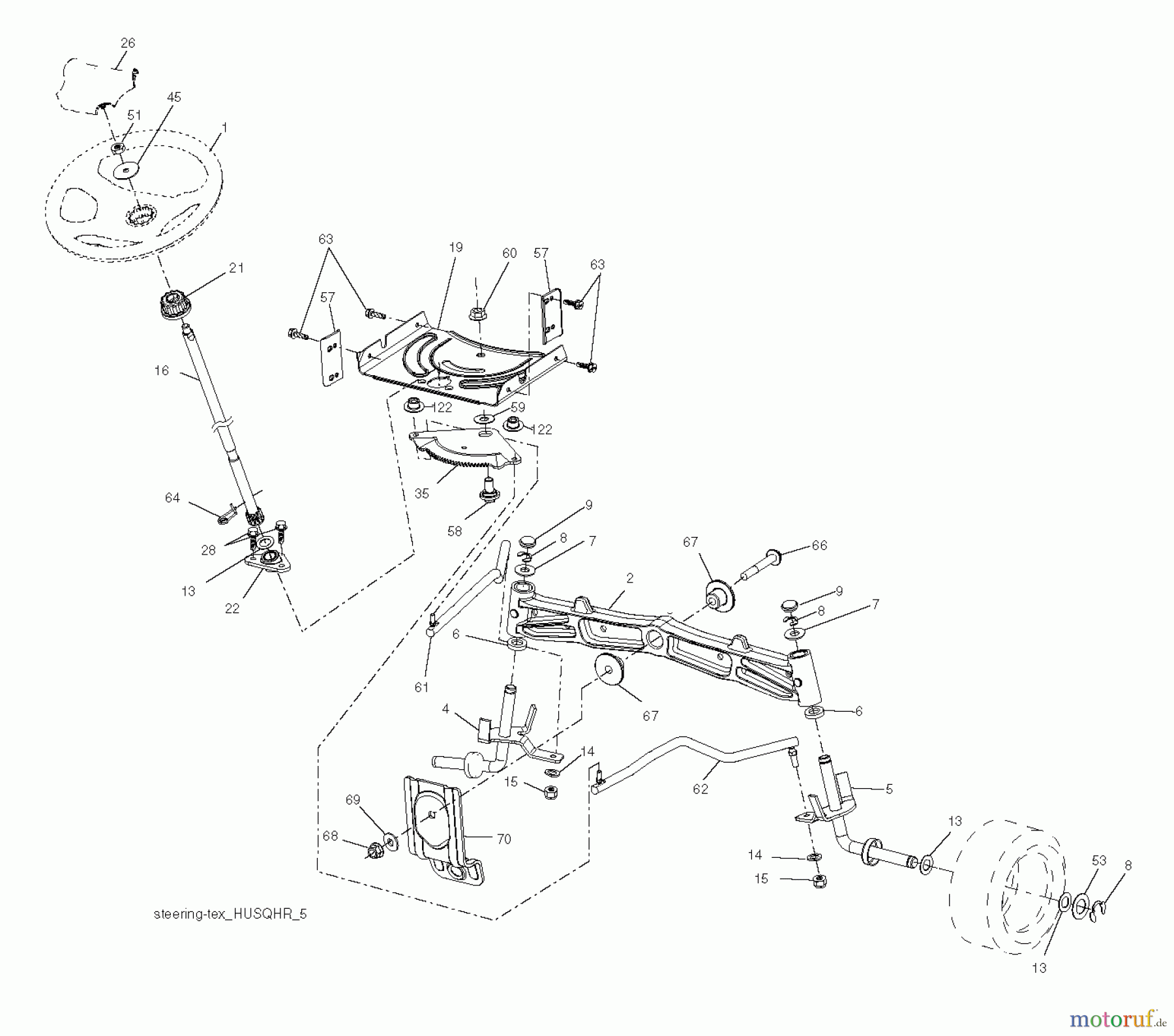 Husqvarna Rasen und Garten Traktoren YTH 22V42 (250190) - Husqvarna Yard Tractor (2012-10 & After) STEERING