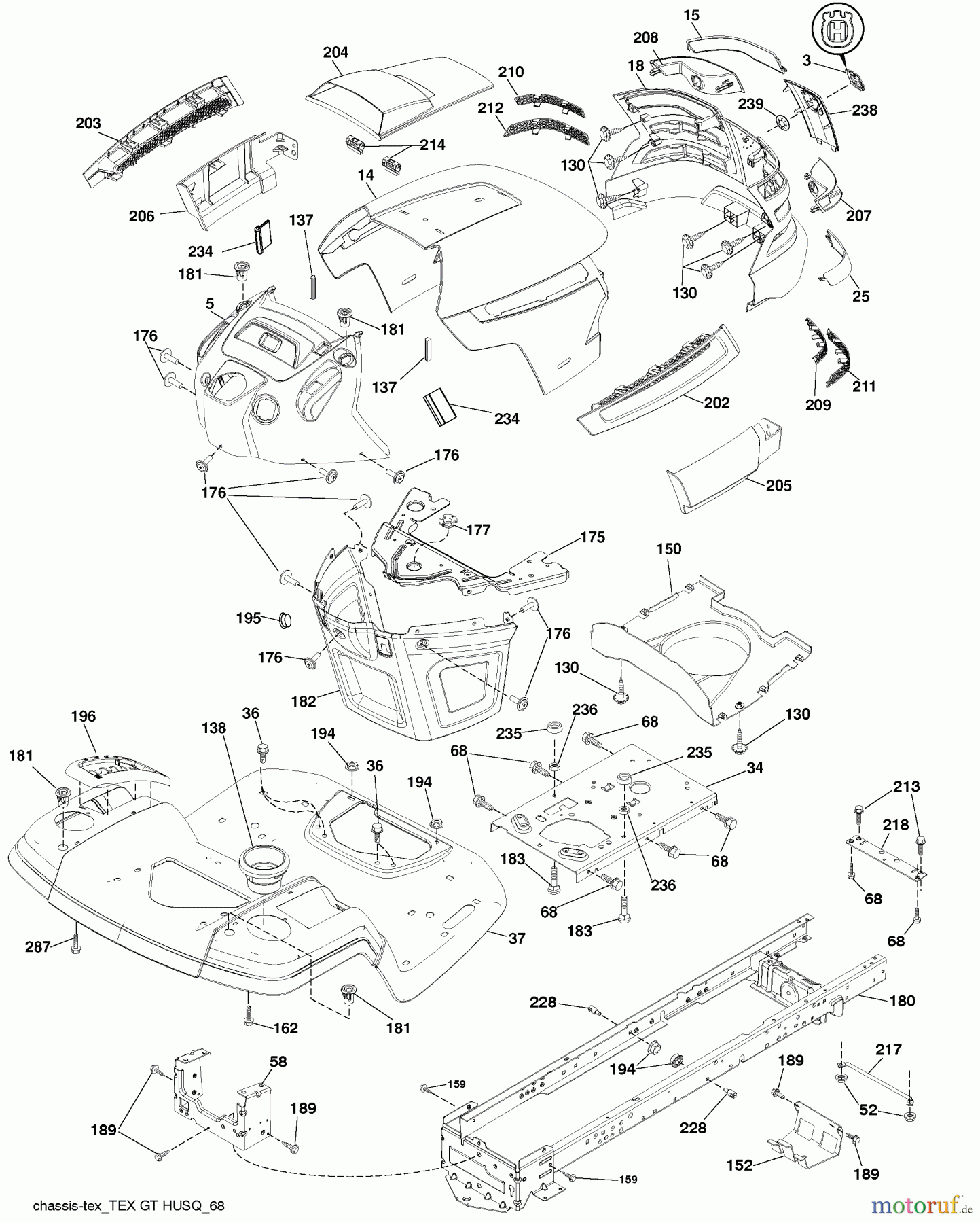 Husqvarna Rasen und Garten Traktoren YTH 22V42 (917.289620) - Husqvarna Yard Tractor (2010-05 & After) (Sears Craftsman) Chassis