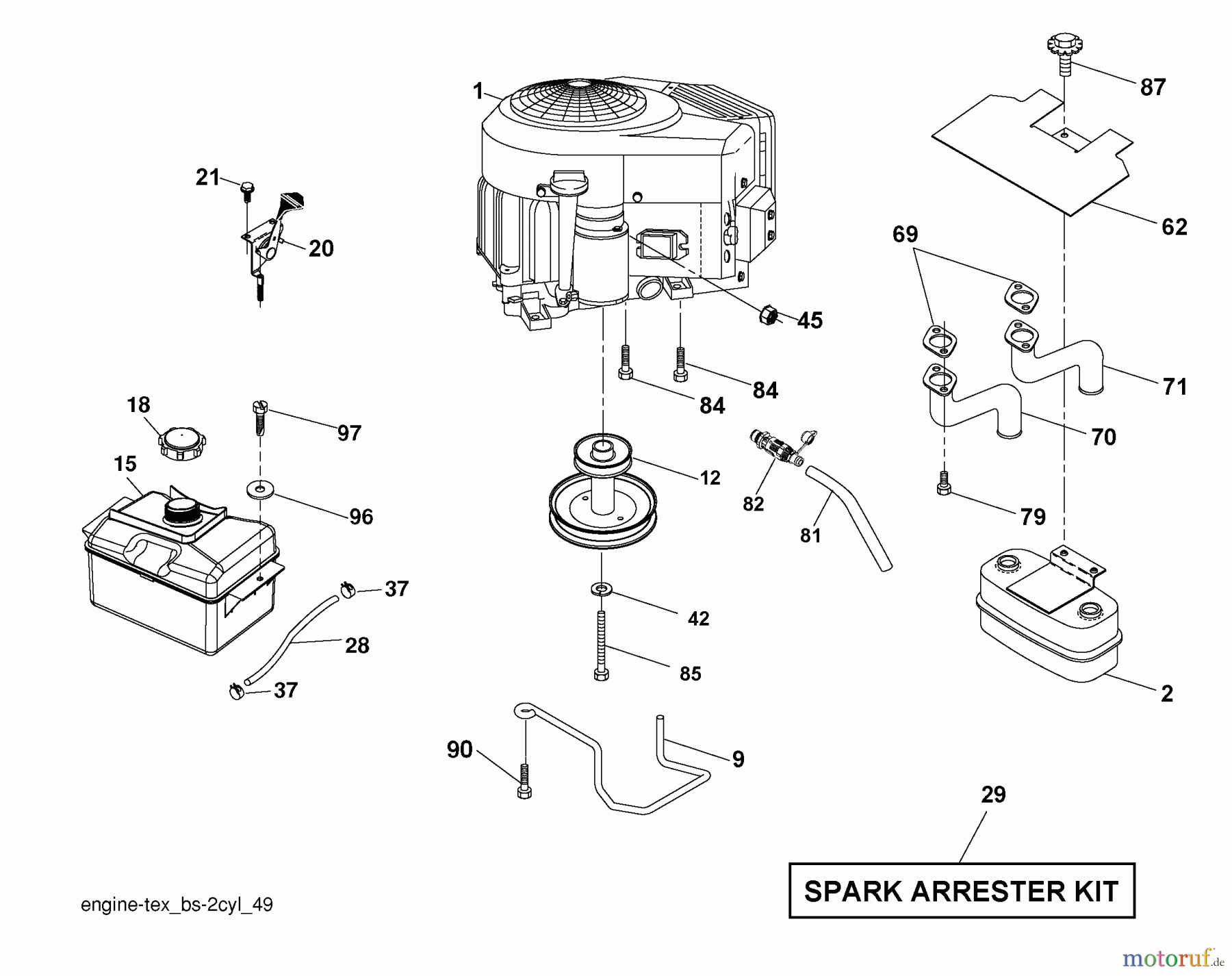 Husqvarna Rasen und Garten Traktoren YTH 22V42 (917.289620) - Husqvarna Yard Tractor (2010-05 & After) (Sears Craftsman) Engine
