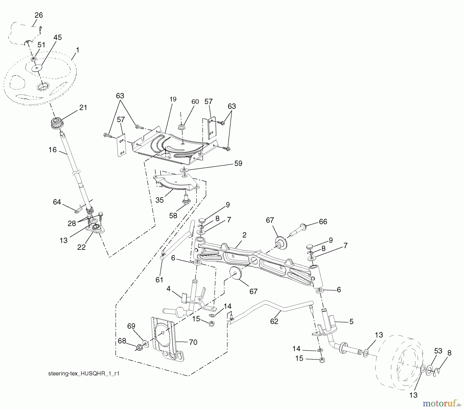 Husqvarna Rasen und Garten Traktoren YTH 22V42 (917.289620) - Husqvarna Yard Tractor (2010-05 & After) (Sears Craftsman) Steering Assembly