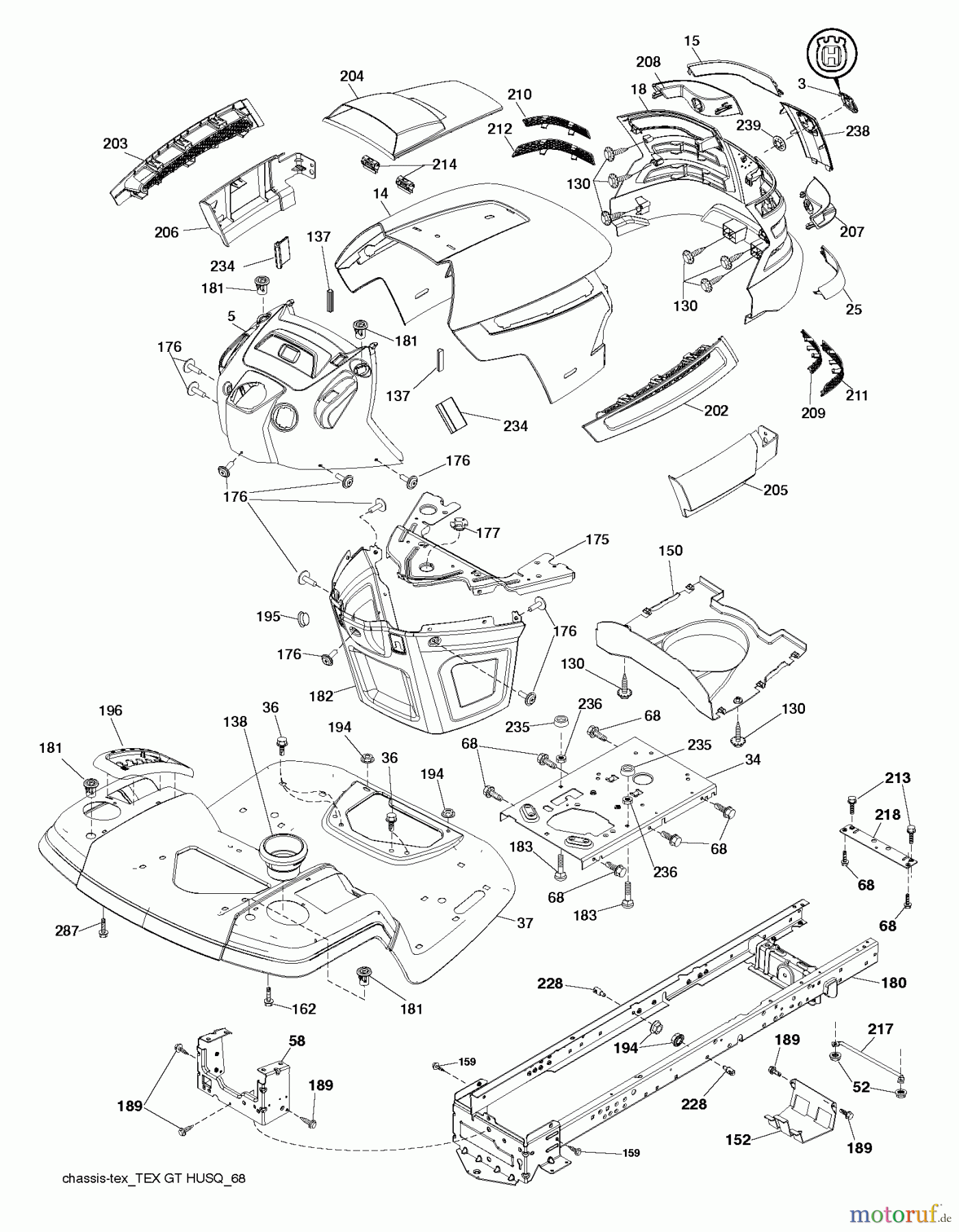  Husqvarna Rasen und Garten Traktoren YTH 22V42 (96043010000) - Husqvarna Yard Tractor (2012-03 & After) CHASSIS ENCLOSURES