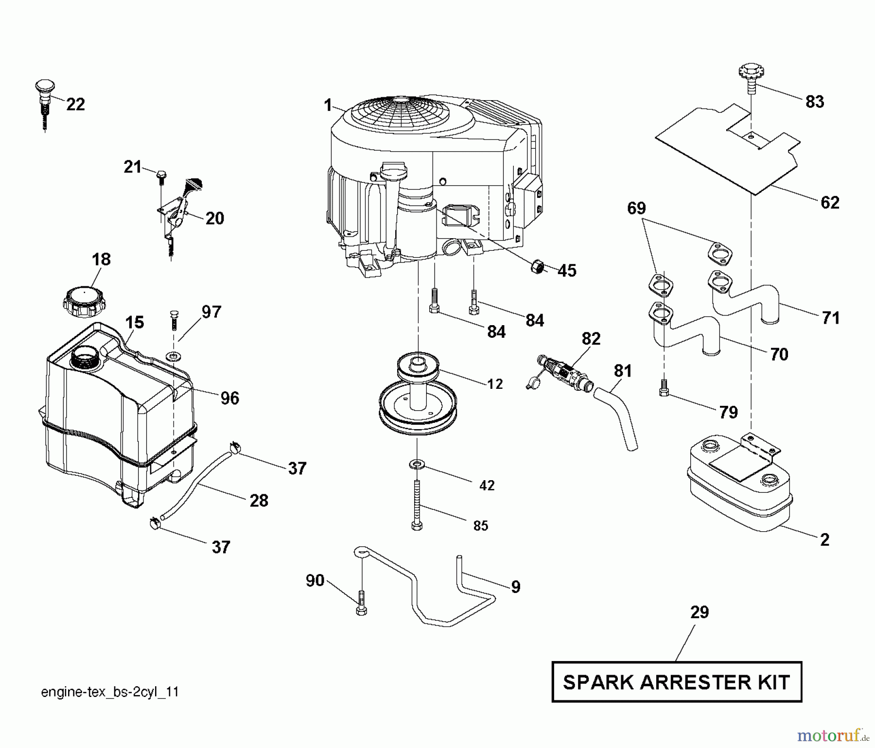 Husqvarna Rasen und Garten Traktoren YTH 22V42 (96043010000) - Husqvarna Yard Tractor (2012-03 & After) ENGINE