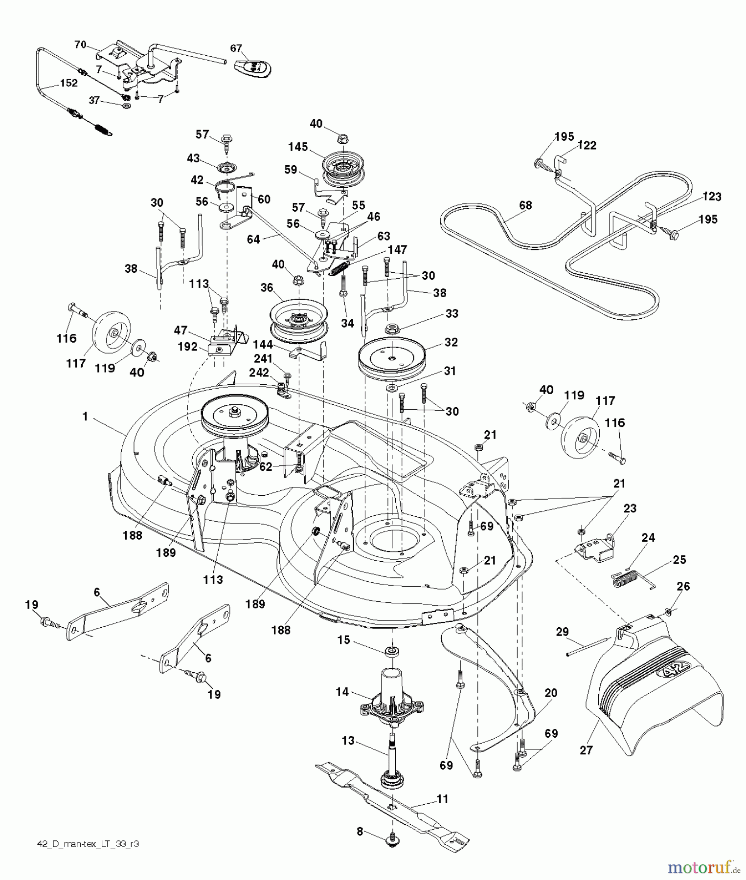 Husqvarna Rasen und Garten Traktoren YTH 22V42 (96043010000) - Husqvarna Yard Tractor (2012-03 & After) MOWER DECK / CUTTING DECK