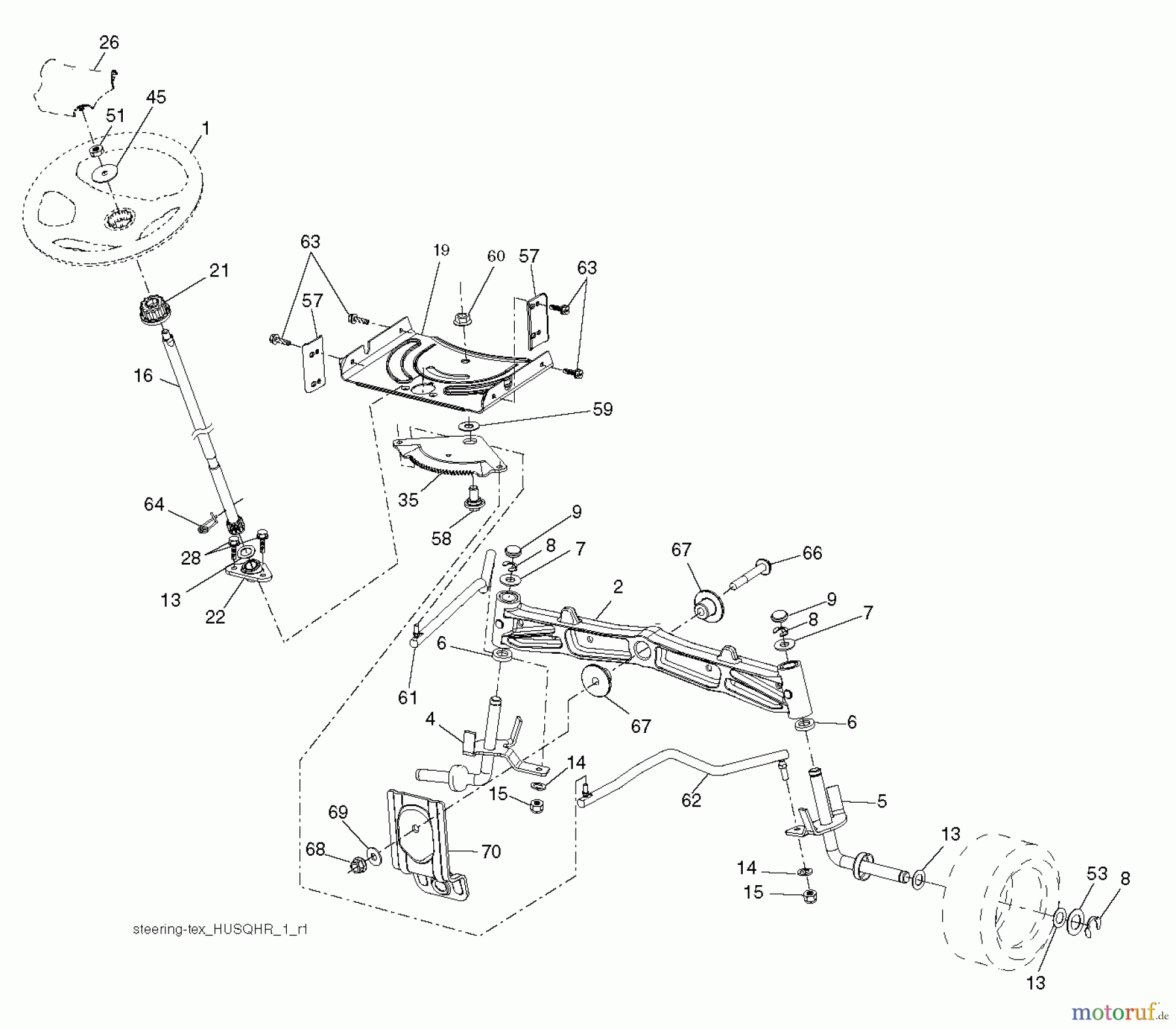 Husqvarna Rasen und Garten Traktoren YTH 22V42 (96043010000) - Husqvarna Yard Tractor (2012-03 & After) STEERING
