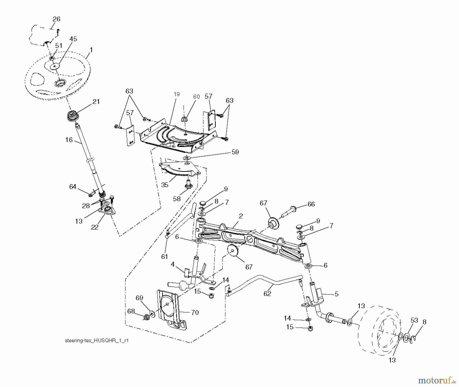 Husqvarna Rasen und Garten Traktoren YTH 22V42 (96043010902) - Husqvarna Yard Tractor (2011-08 & After) STEERING