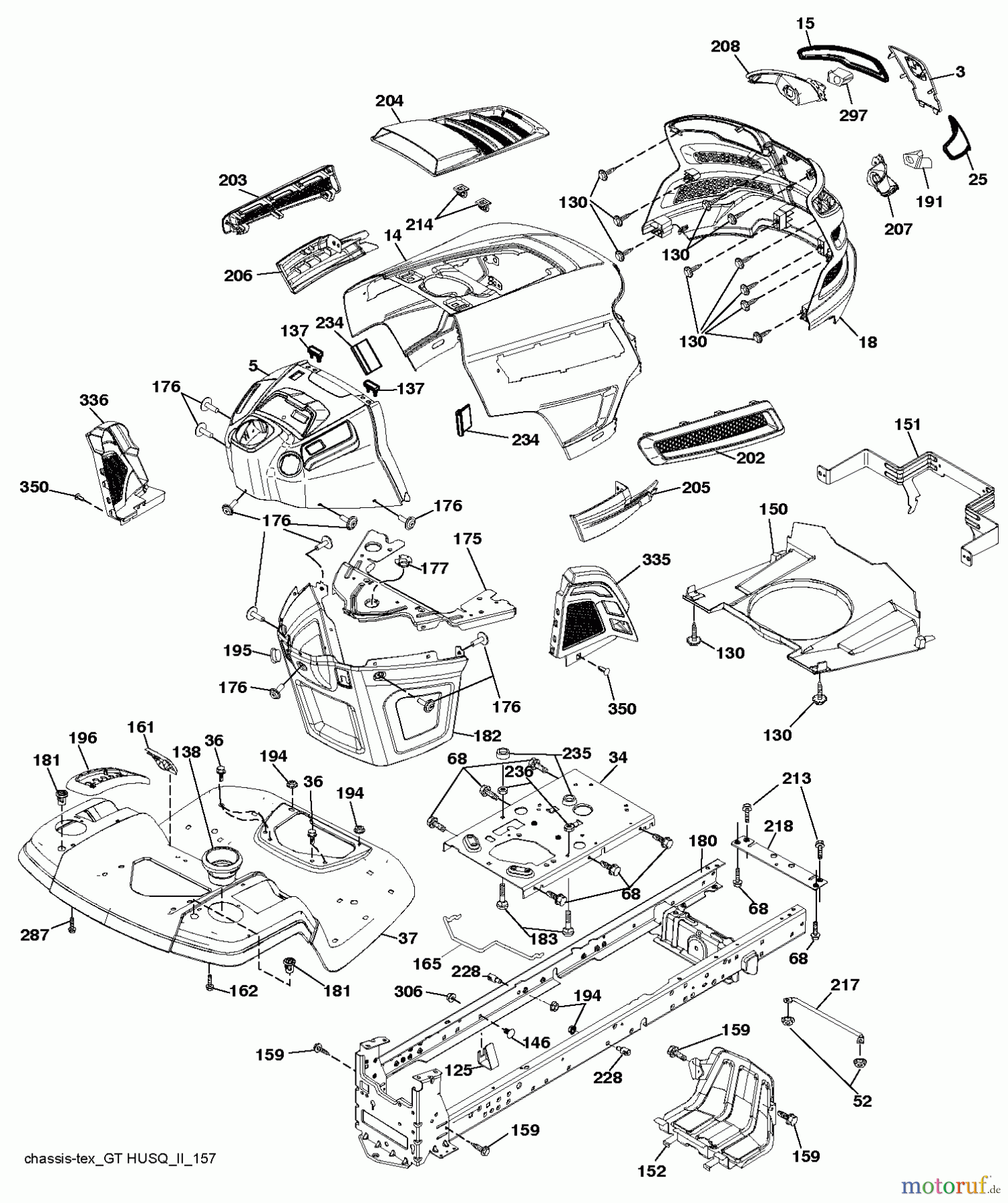 Husqvarna Rasen und Garten Traktoren YTH 22V42 (96043018600) - Husqvarna Yard Tractor (2013-09) CHASSIS ENCLOSURES