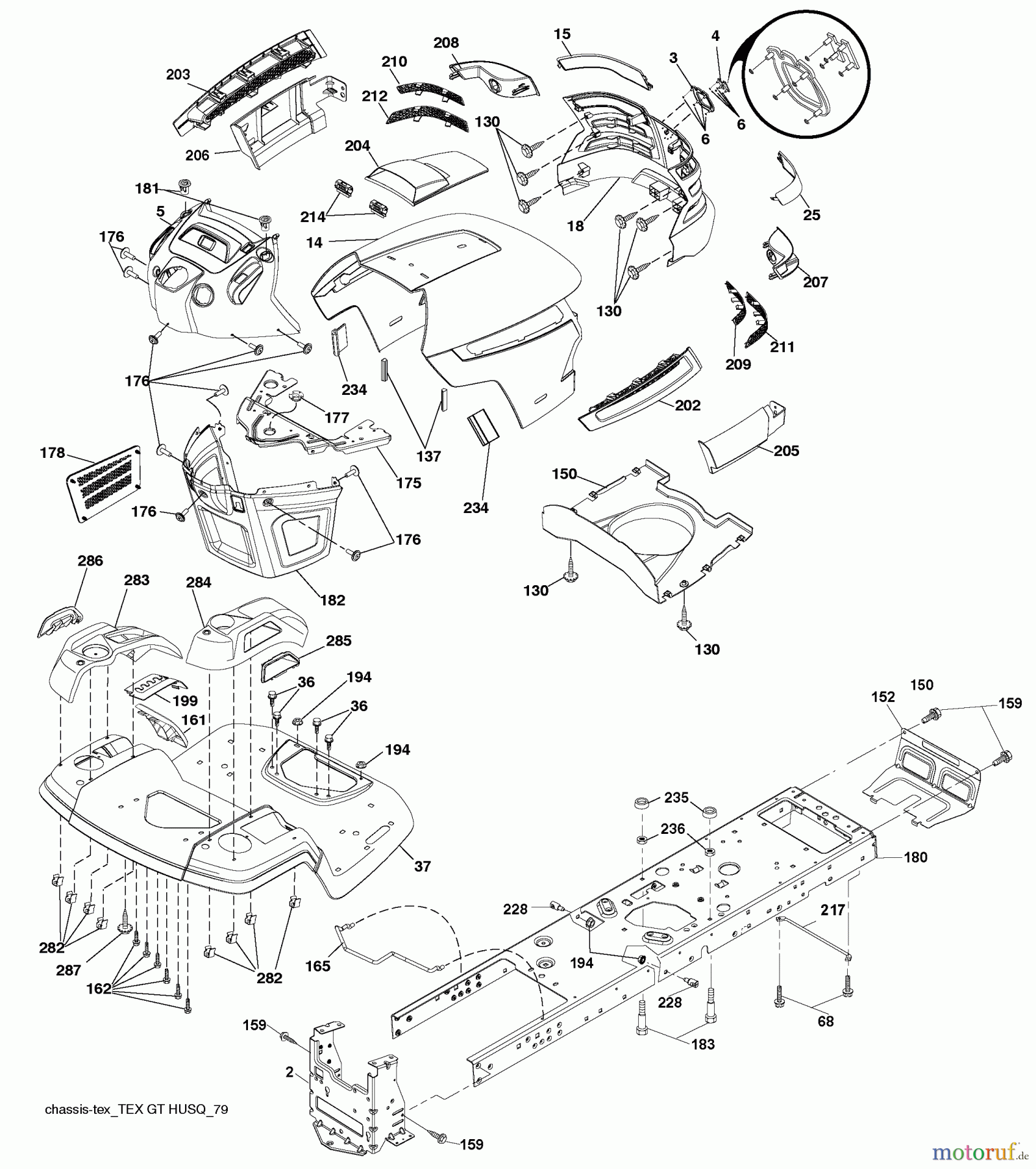 Husqvarna Rasen und Garten Traktoren YTH 22V42LS (96043008700) - Husqvarna Yard Tractor (2009-12 & After) Chassis
