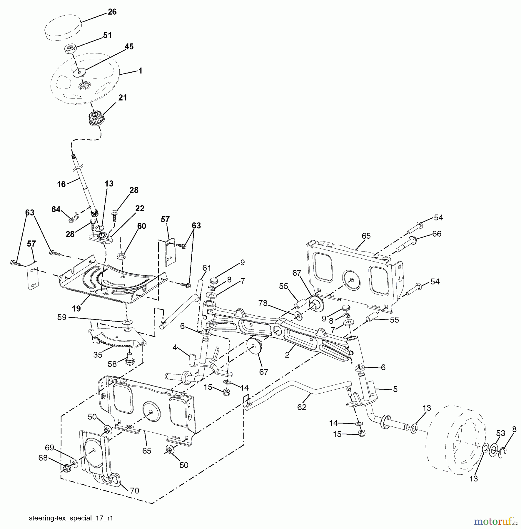 Husqvarna Rasen und Garten Traktoren YTH 22V42LS (96043009700) - Husqvarna Yard Tractor (2009-12 & After) Steering Assembly