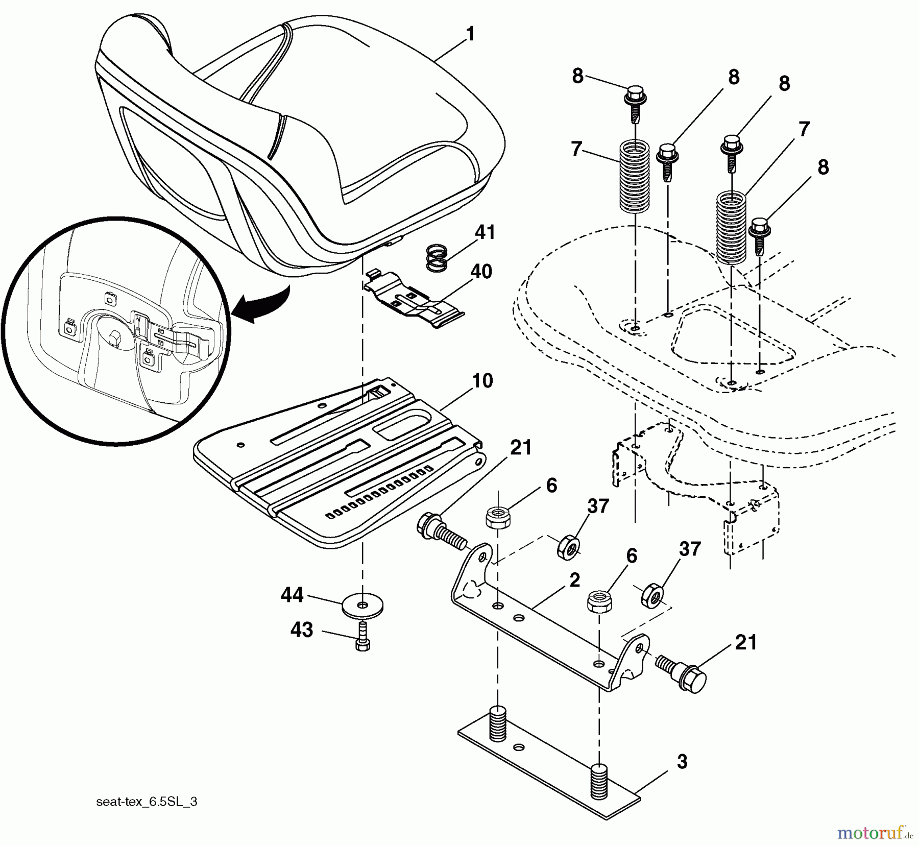 Husqvarna Rasen und Garten Traktoren YTH 22V42LS (96043009701) - Husqvarna Yard Tractor (2010-06 & After) Seat Assembly