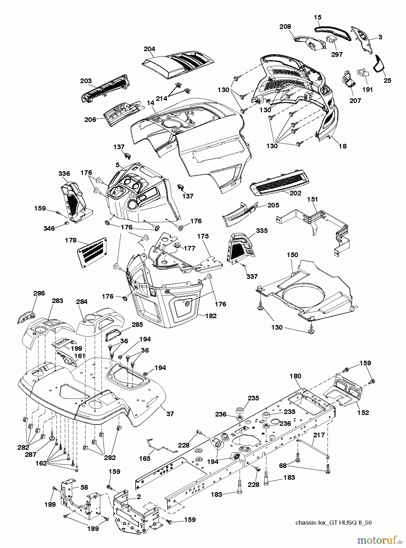 Husqvarna Rasen und Garten Traktoren YTH 22V42LS (96043012601) - Husqvarna Yard Tractor (2011-08 & After) CHASSIS ENCLOSURES