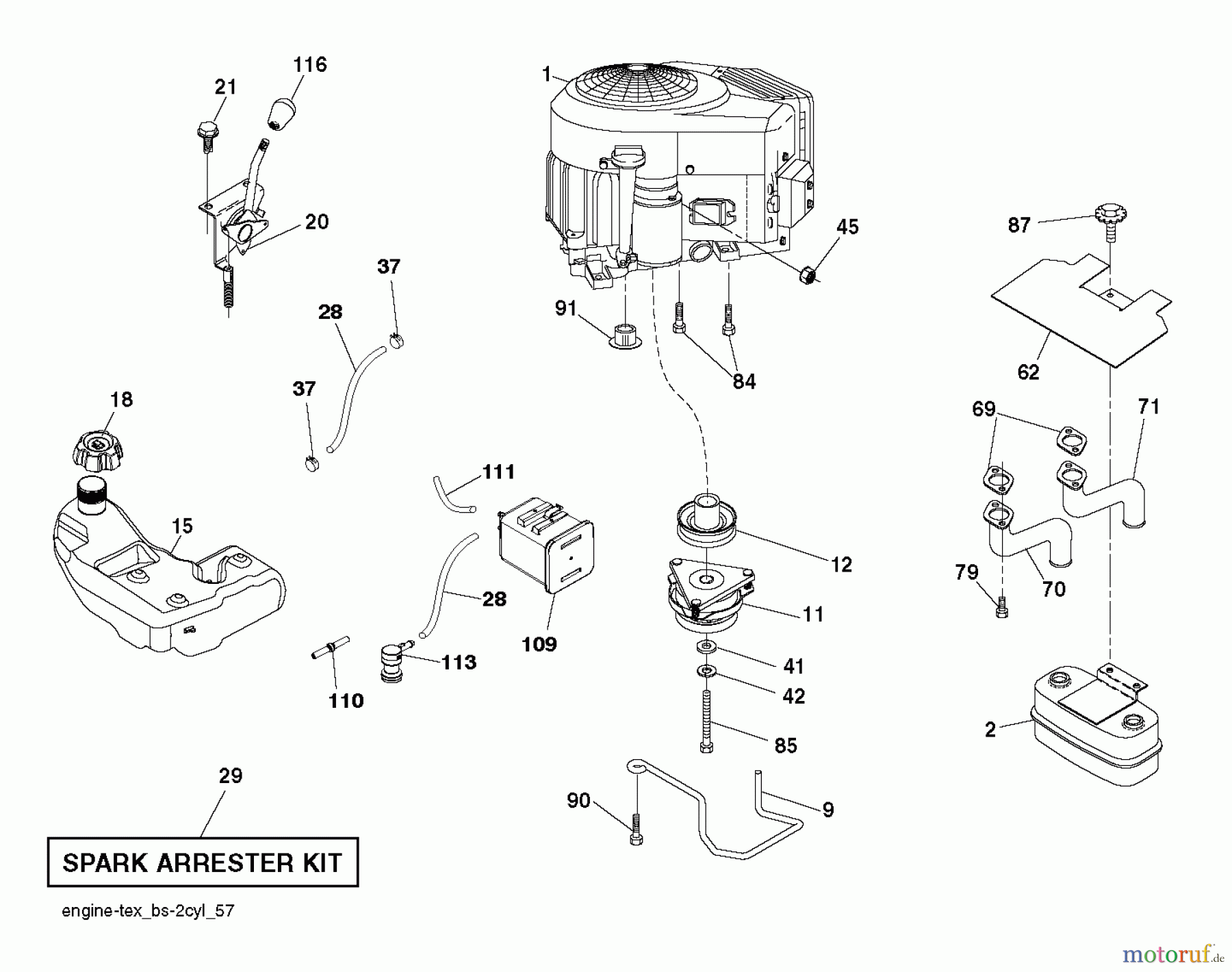 Husqvarna Rasen und Garten Traktoren YTH 22V42LS (96043012601) - Husqvarna Yard Tractor (2011-08 & After) ENGINE
