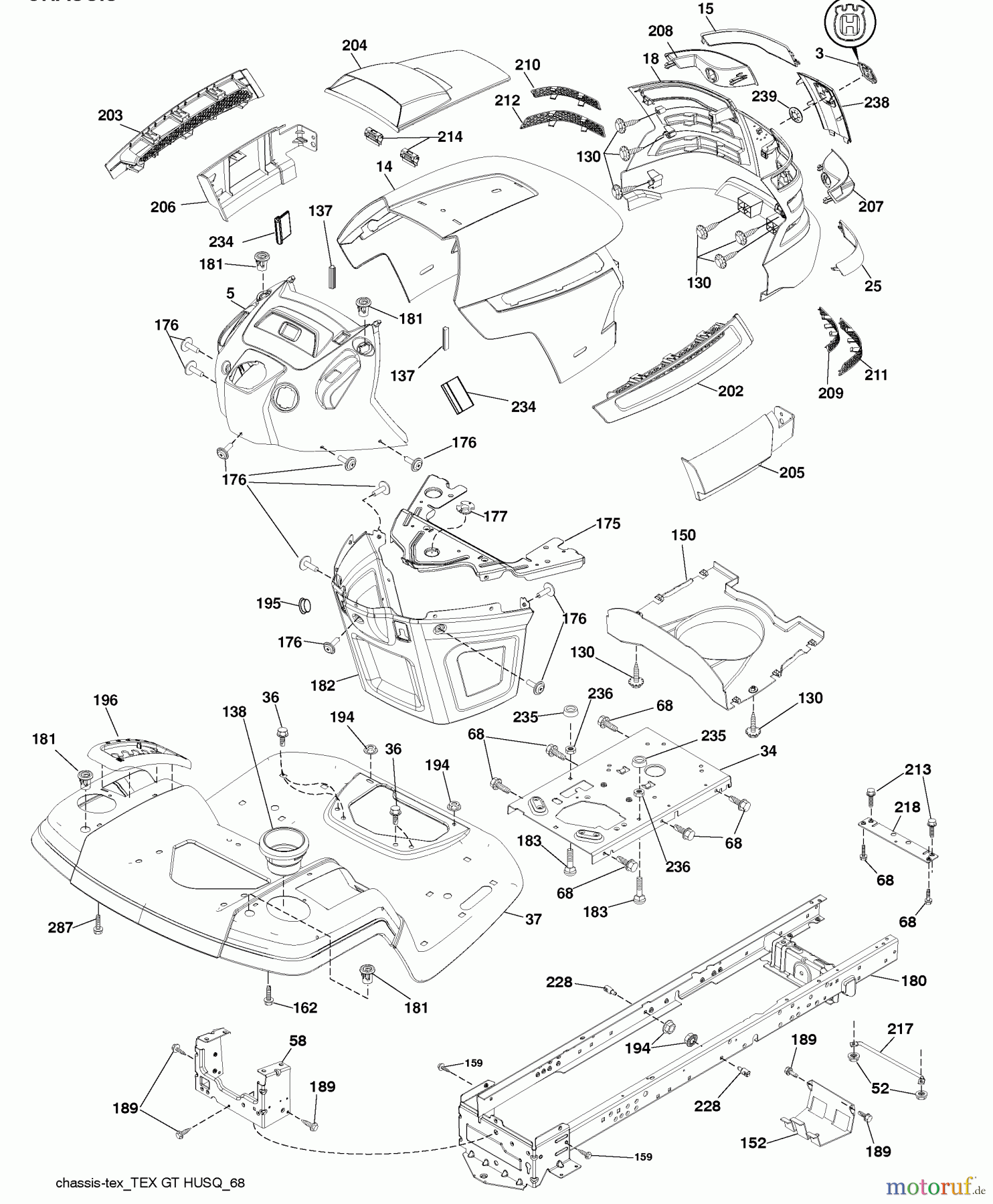 Husqvarna Rasen und Garten Traktoren YTH 22V46 (917.289630) - Husqvarna Yard Tractor (2010-05 & After) (Sears Craftsman) Chassis