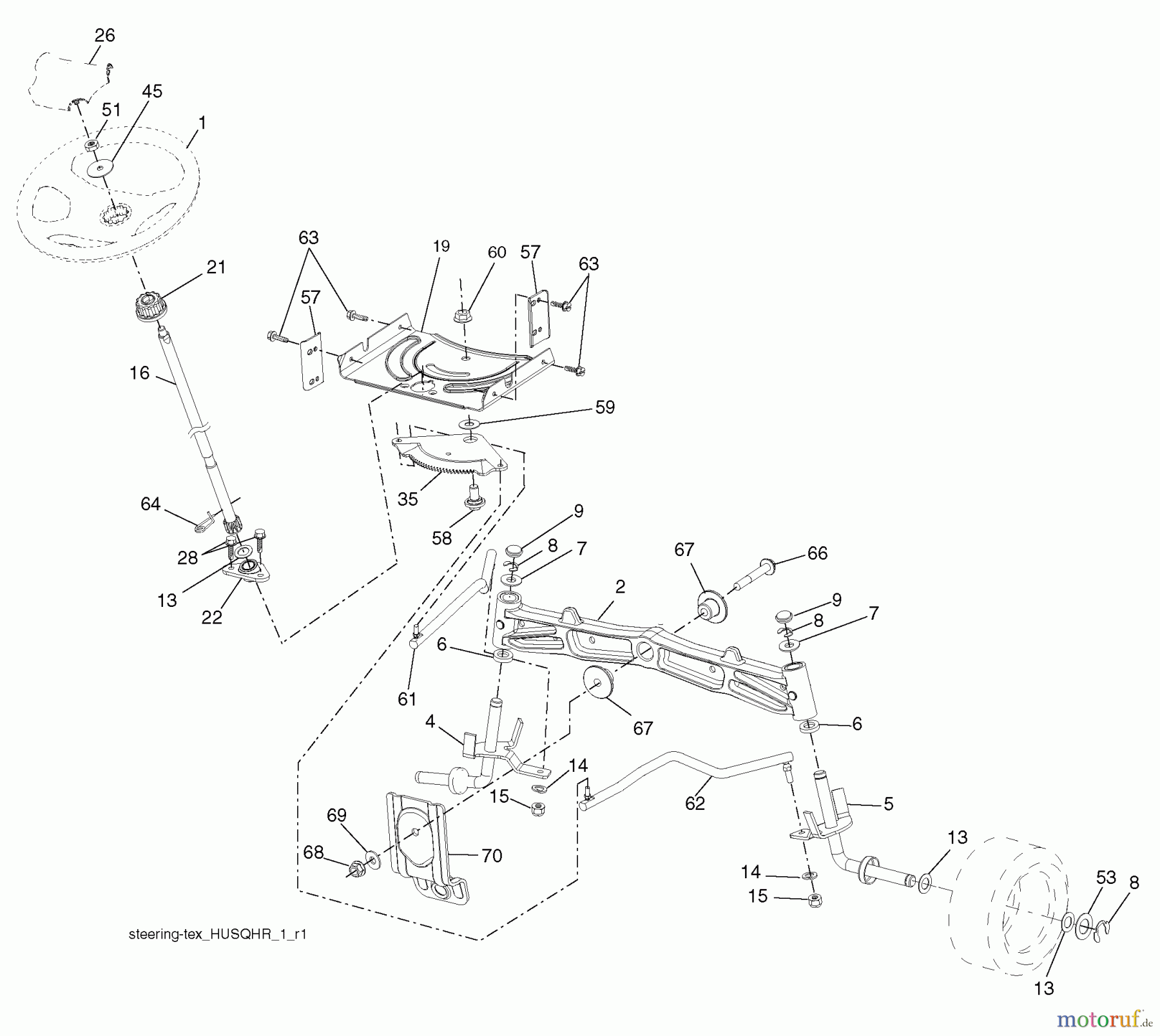 Husqvarna Rasen und Garten Traktoren YTH 22V46 (917.289630) - Husqvarna Yard Tractor (2010-05 & After) (Sears Craftsman) Steering Assembly