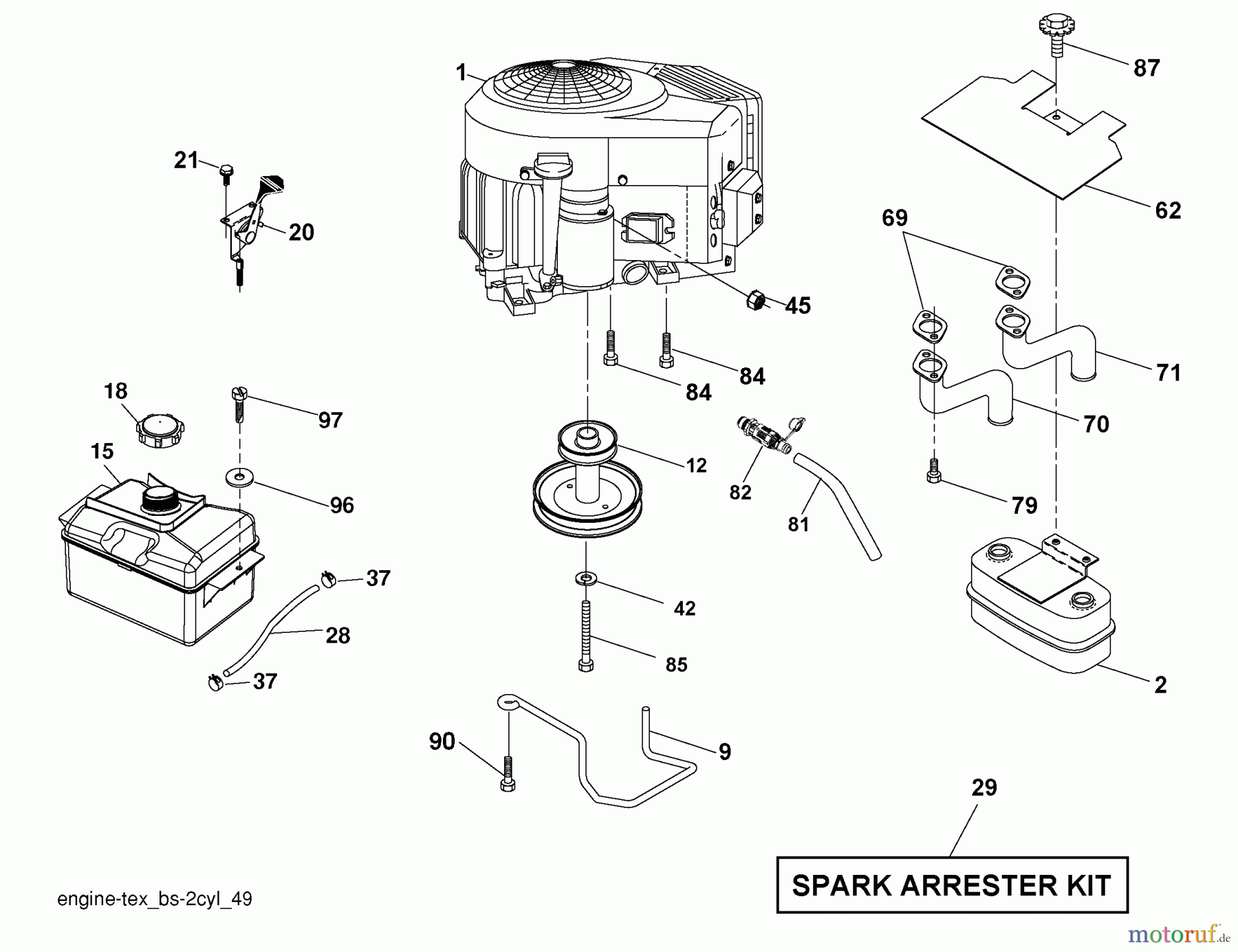 Husqvarna Rasen und Garten Traktoren YTH 22V46 (96043010100) - Husqvarna Yard Tractor (2010-04 & After) Engine
