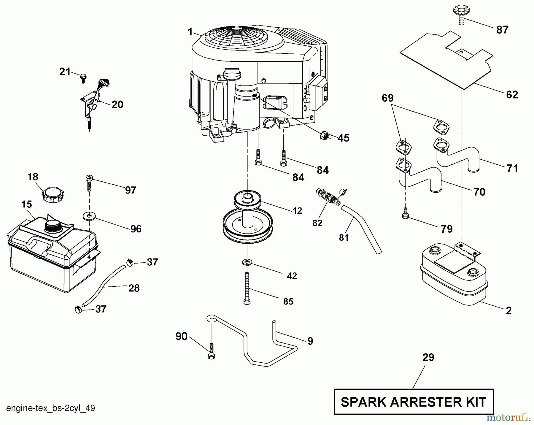 Husqvarna Rasen und Garten Traktoren YTH 22V46 (96043010101) - Husqvarna Yard Tractor (2010-04 & After) Engine