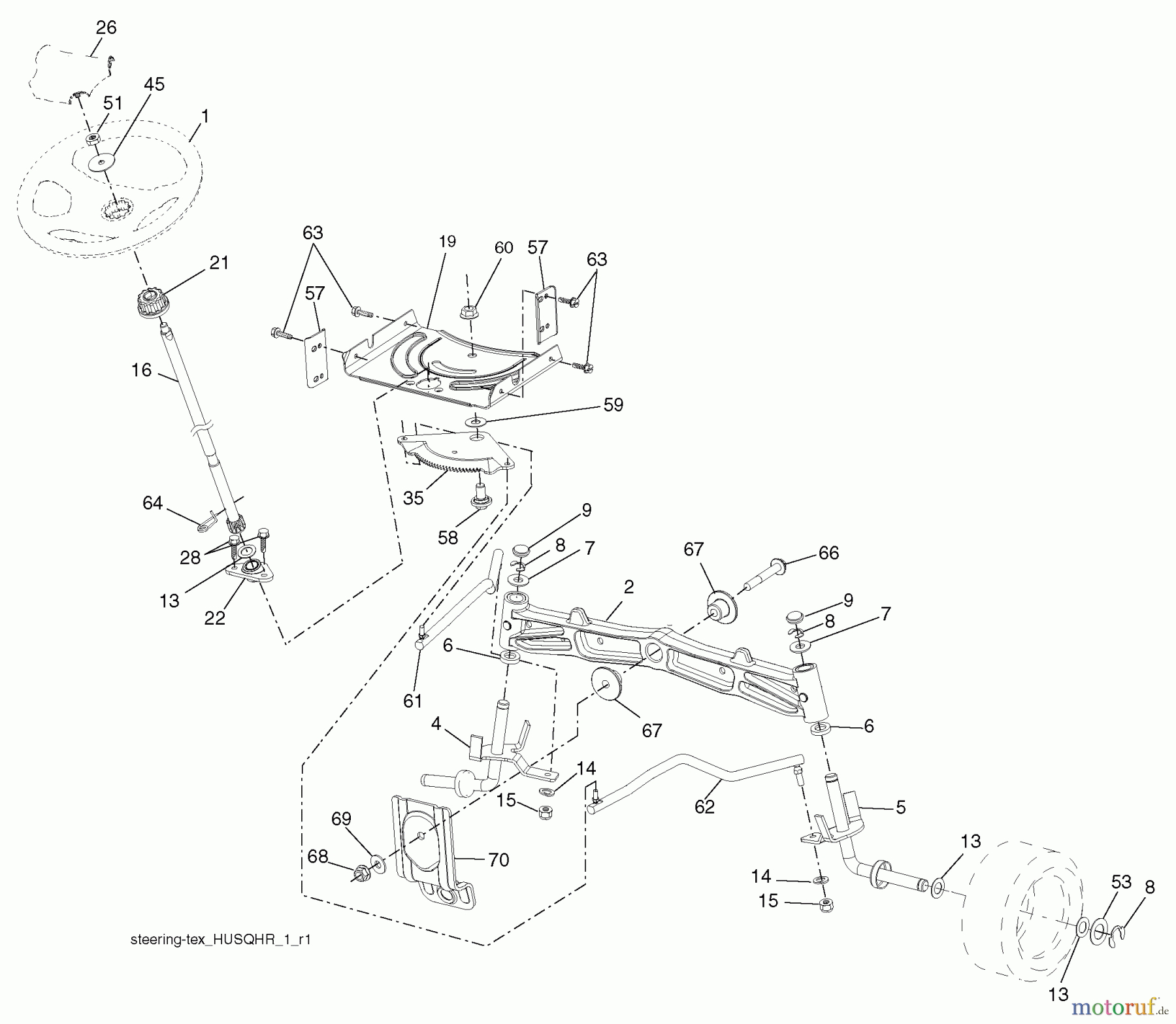 Husqvarna Rasen und Garten Traktoren YTH 22V46 (96043010101) - Husqvarna Yard Tractor (2010-04 & After) Steering Assembly