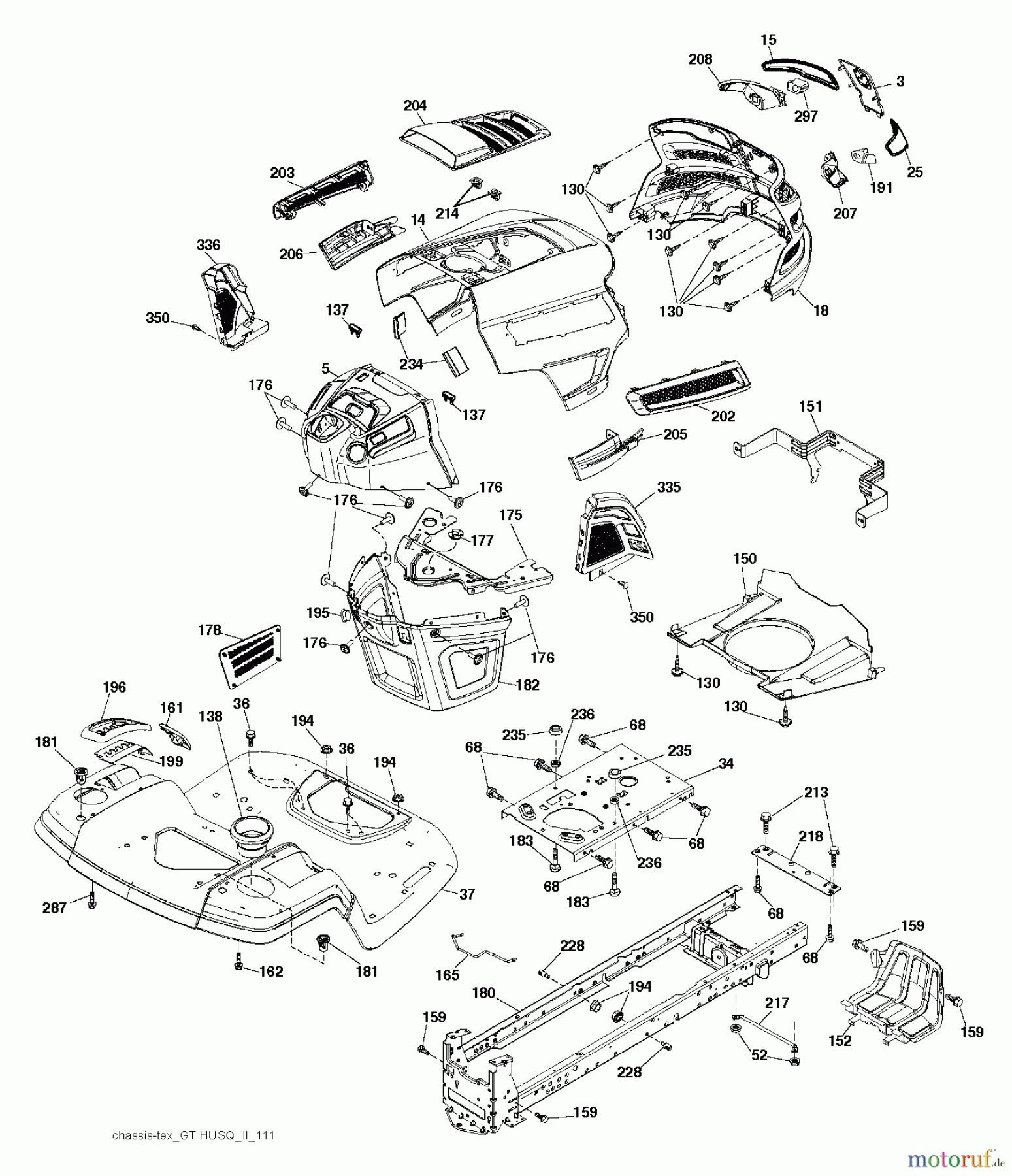 Husqvarna Rasen und Garten Traktoren YTH 22V46 (96043016200) - Husqvarna Yard Tractor (2012-09 & After) CHASSIS / FRAME