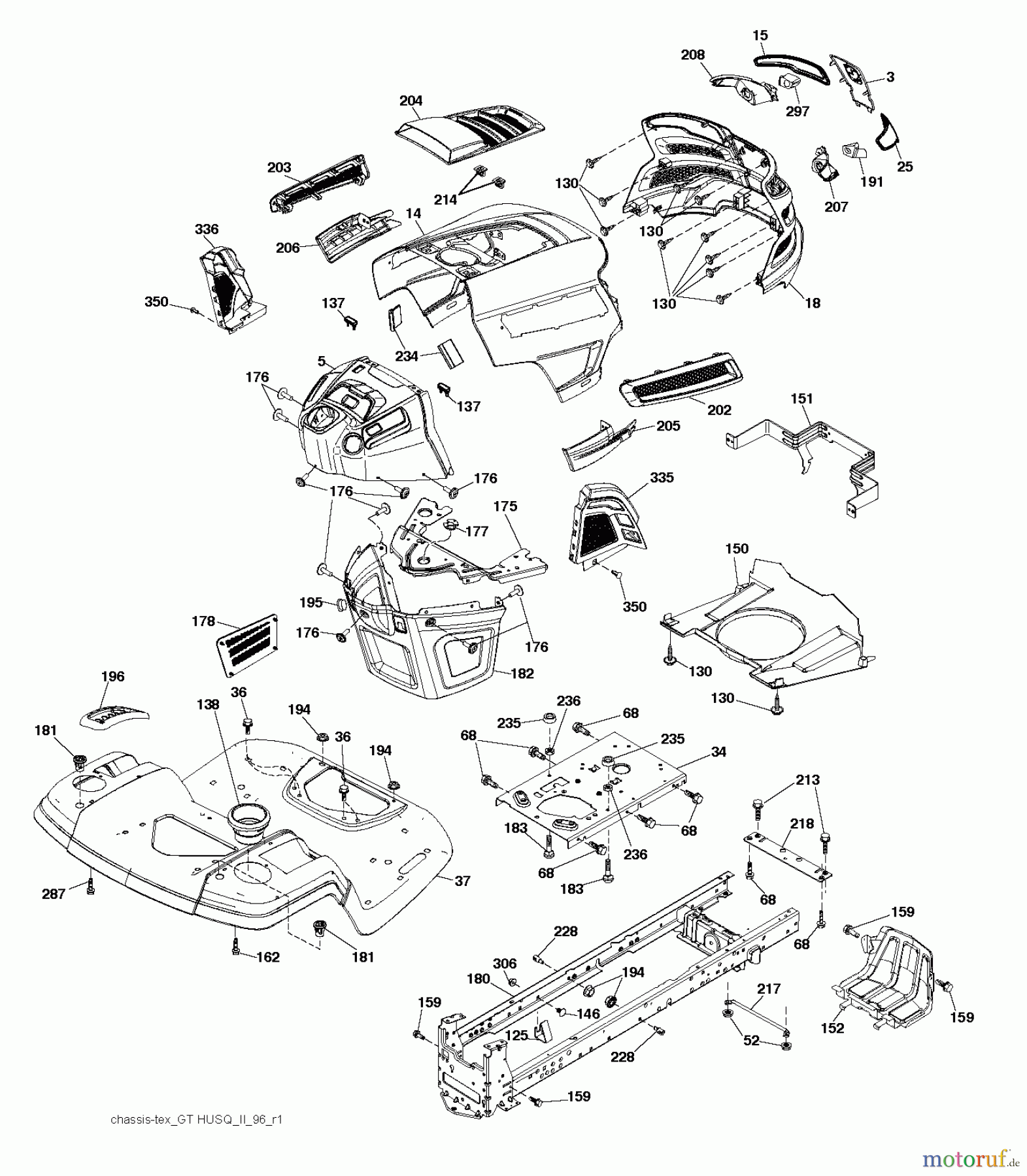 Husqvarna Rasen und Garten Traktoren YTH 22V46 (96043018100) - Husqvarna Yard Tractor (2013-09) CHASSIS / FRAME